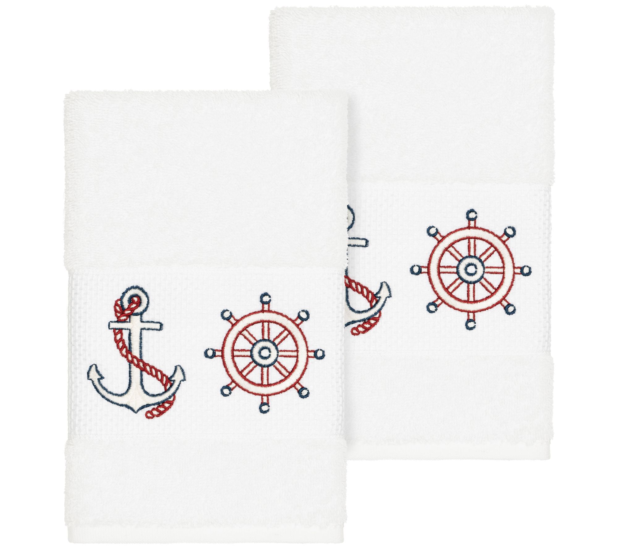 Linum Home Text iles Easton 2PC Embellished Ha nd Towel Set