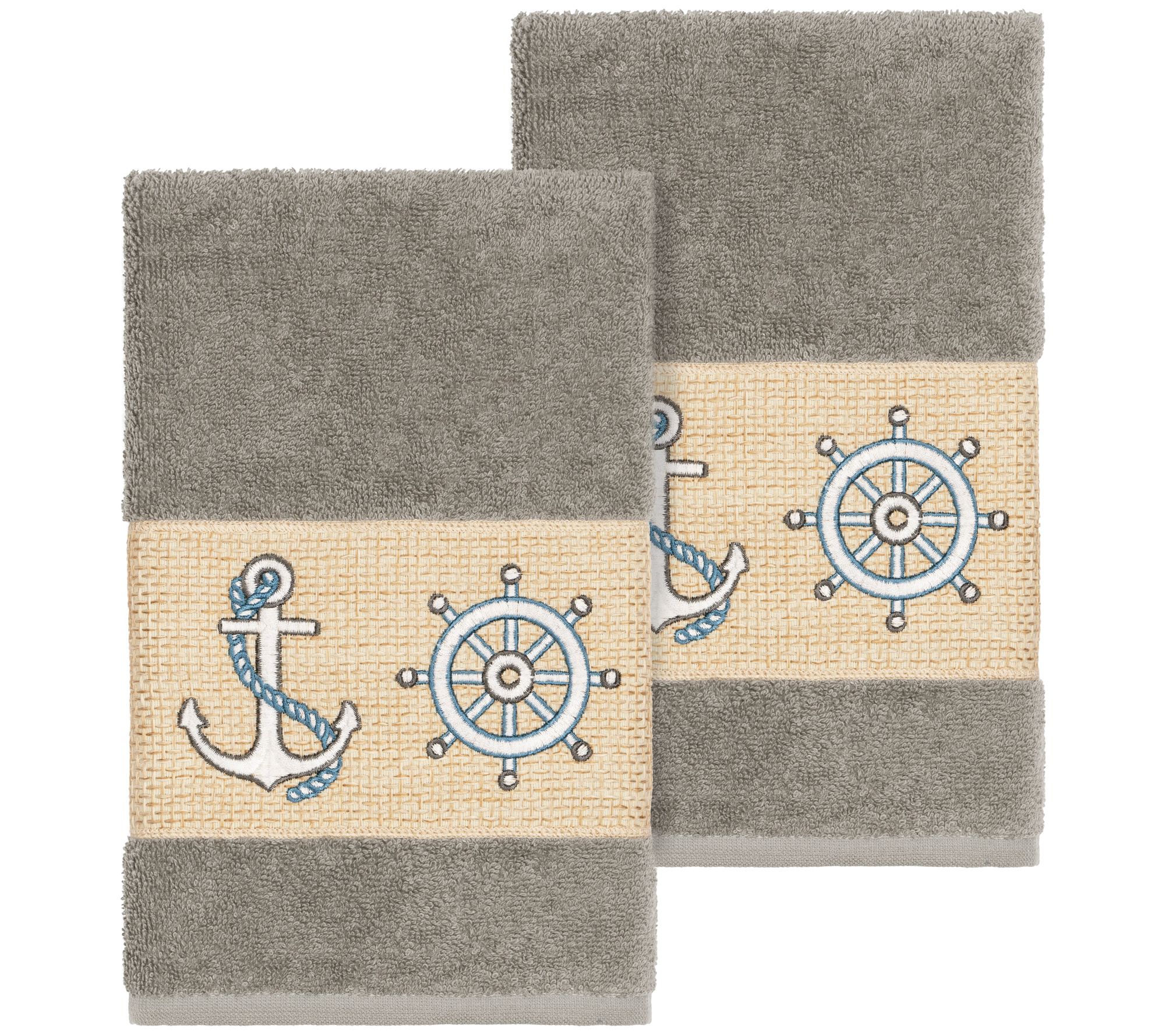 Linum Home Textiles Easton 2PC Embellished Hand Towel Set