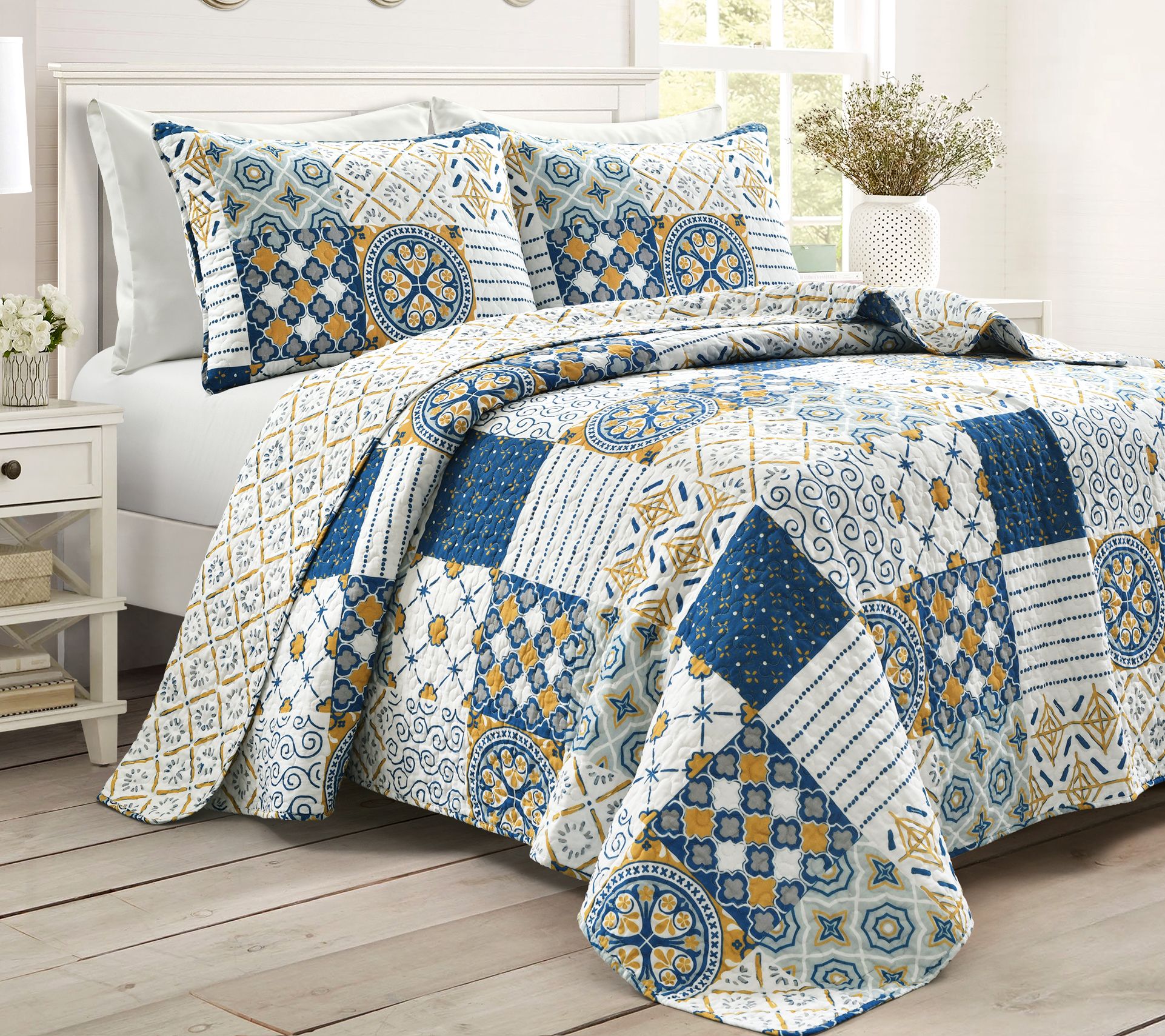 Monique 3-Piece Full/Queen Quilt Set by Lush Decor
