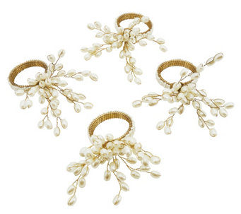 Faux Pearl Napkin Rings by Valerie Set of 4 - H403790
