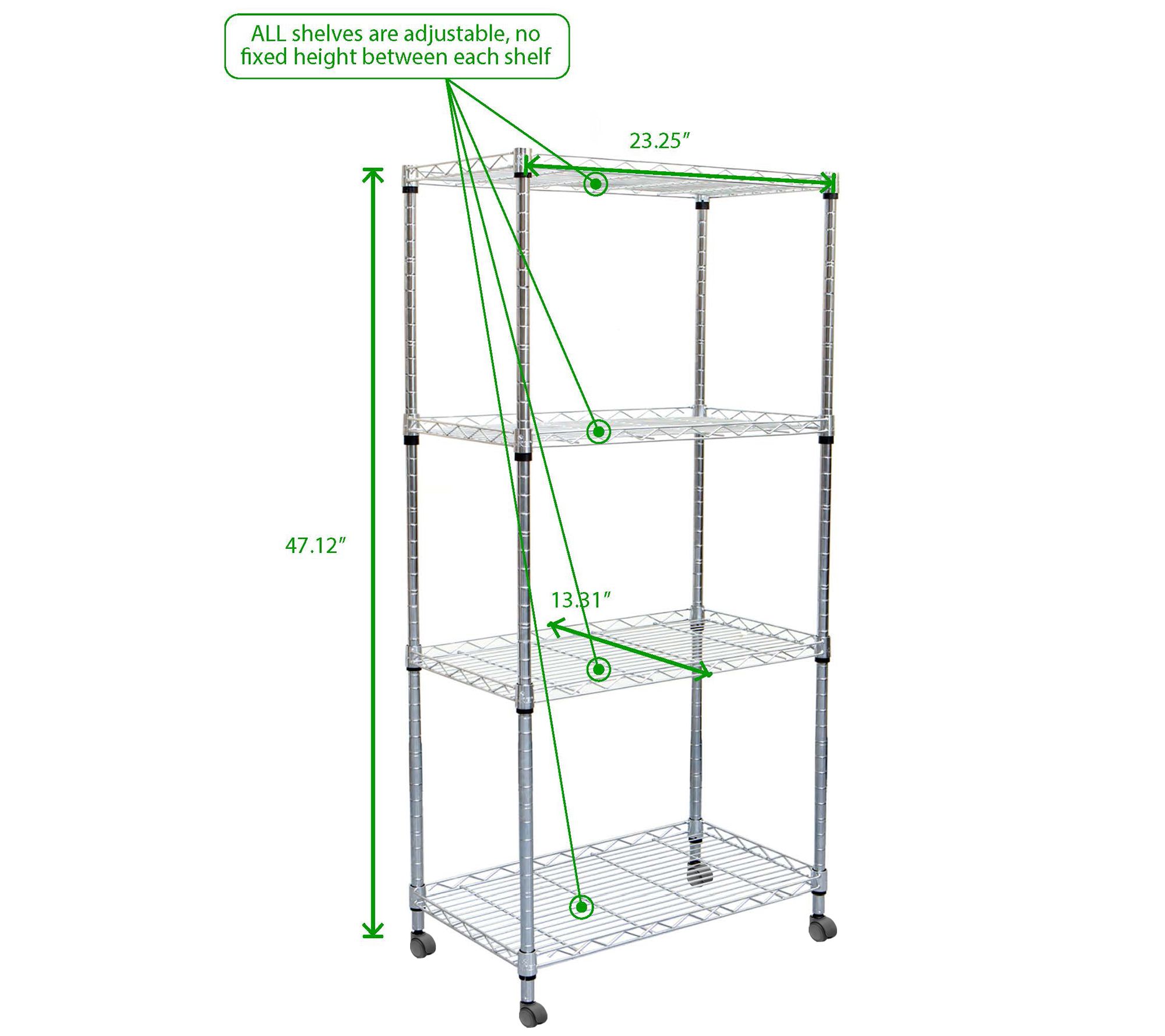 Mind Reader Alloy Collection, Adjustable 4-Tier Industrial Storage