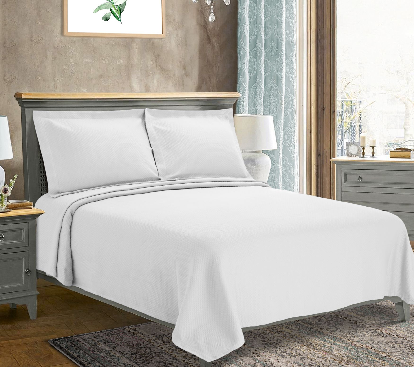 Superior Jacquard Cotton Diamond Bedspread, Quen