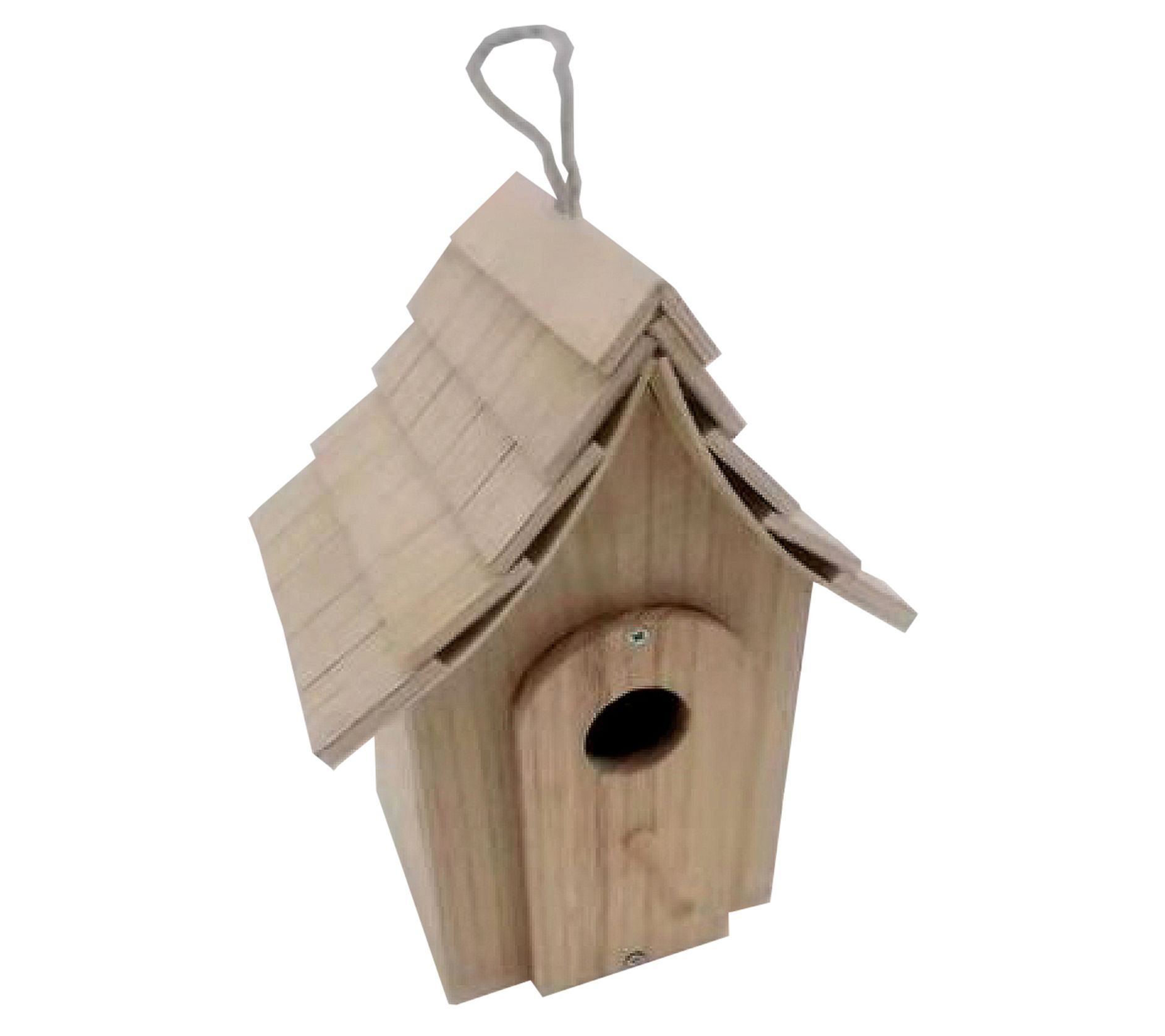 Santa's Inc. 9"H Cottage Birdhouse Natural Wood