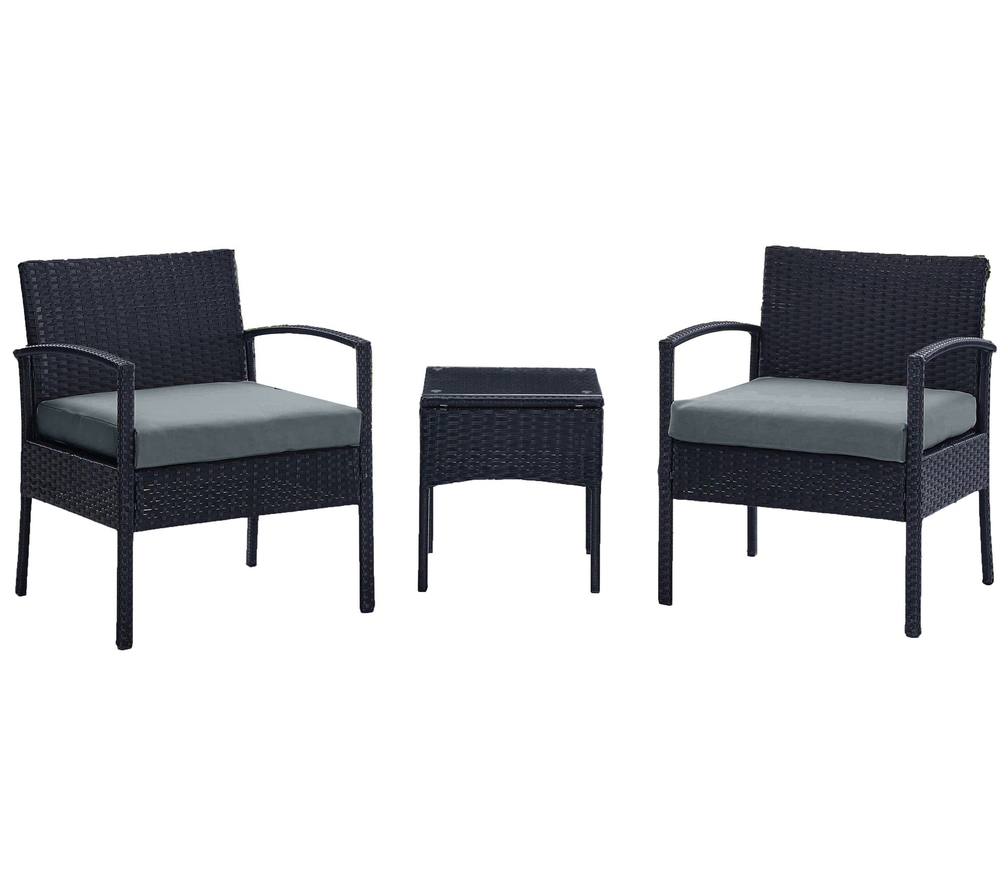 Noli Steel Ratt an 3-Piece Pati o Conversation Set with Cushio