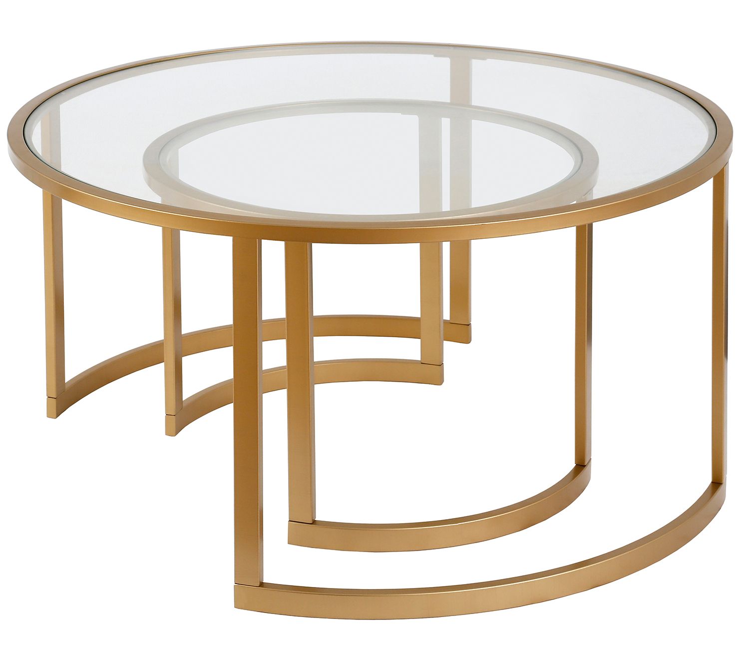 Hudson & Canal Mitera Round Nested Coffee Table in Brass