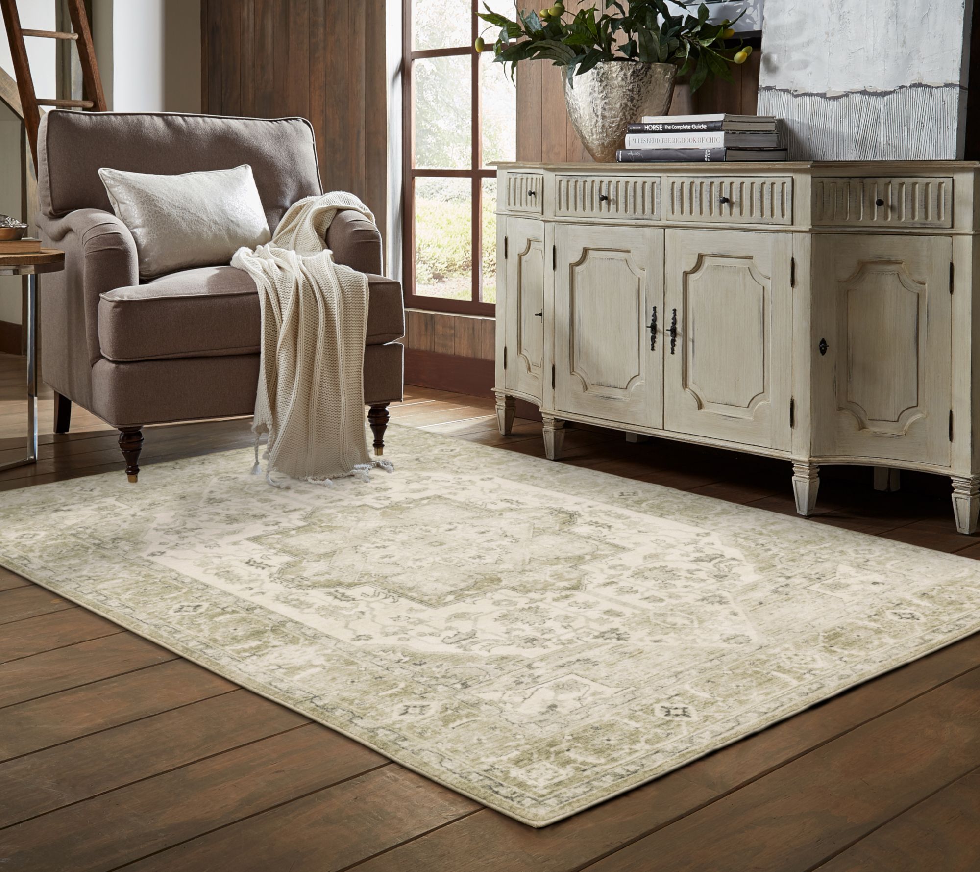 Supremely Soft Micro Plush Medallion Printed Indoor 5'3" x 7'6" Rug