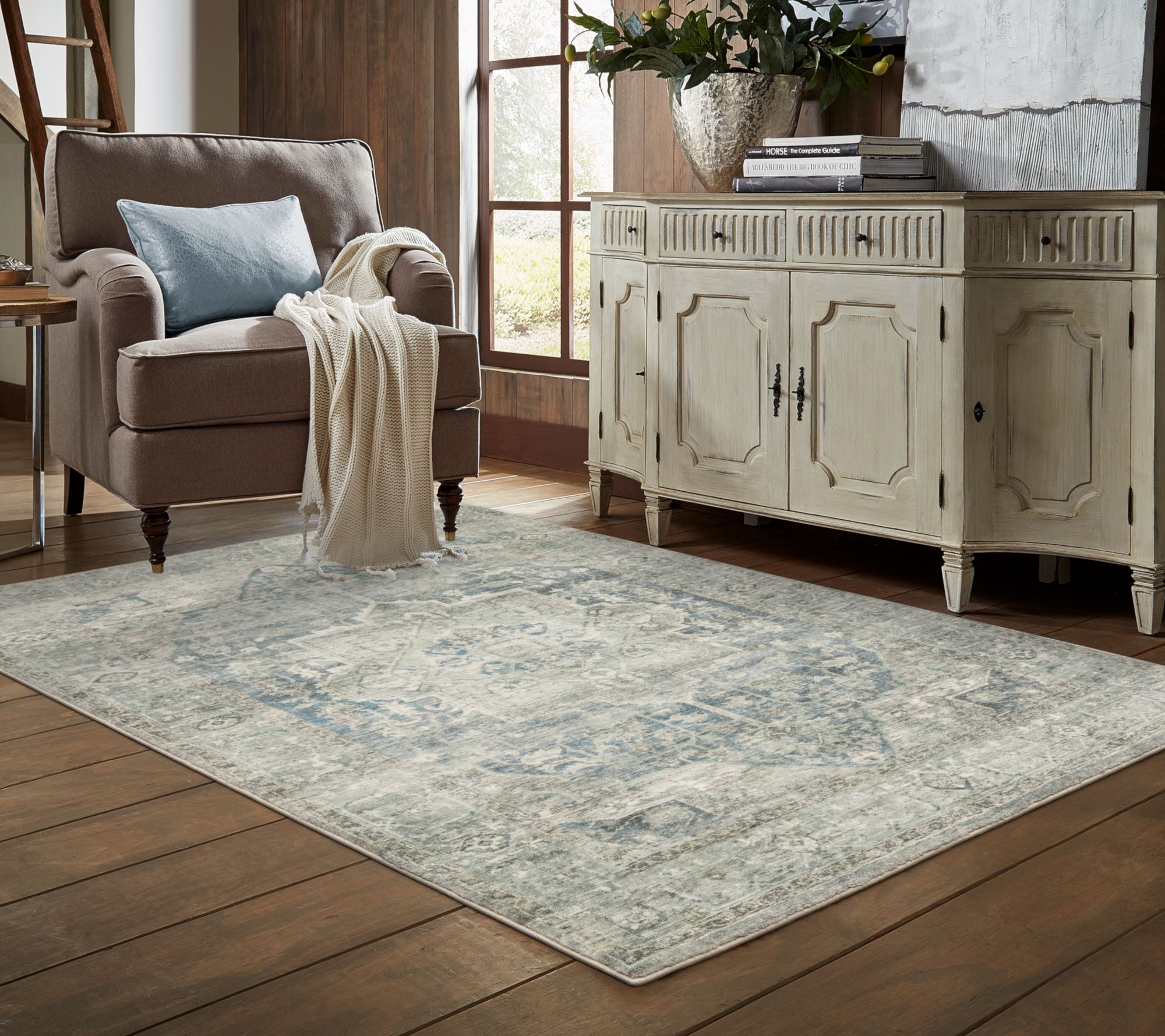 Supremely Soft Micro Plush Medallion Printed Indoor 5'3" x 7'6" Rug