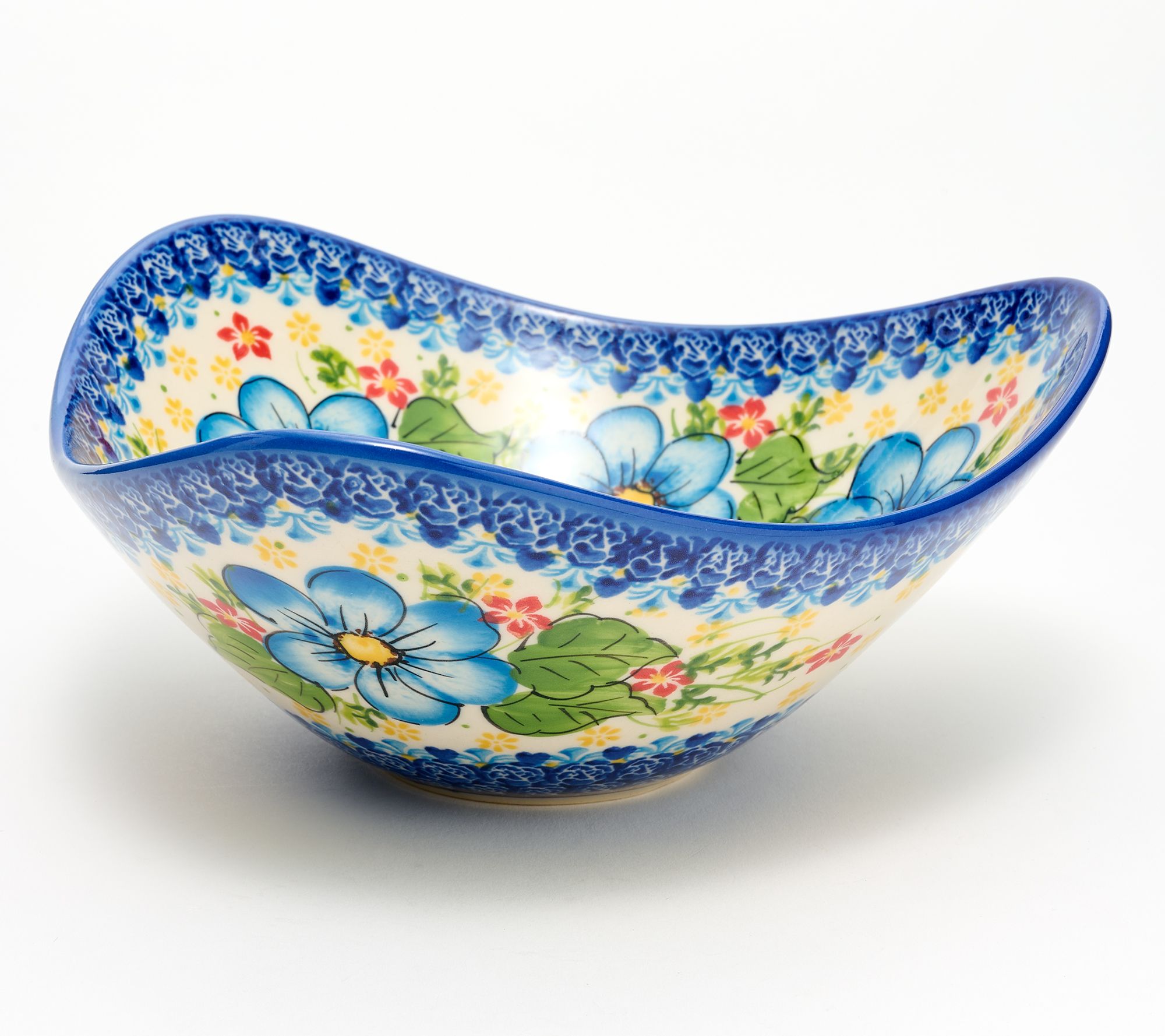 Lidia's Polish Pottery Hand Painted Triangle Fruit Bowl