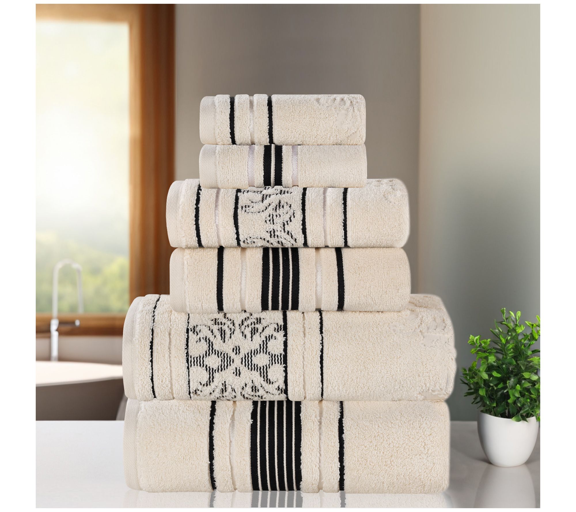 Superior Soho 6 Piece Cotton Towel Set Black