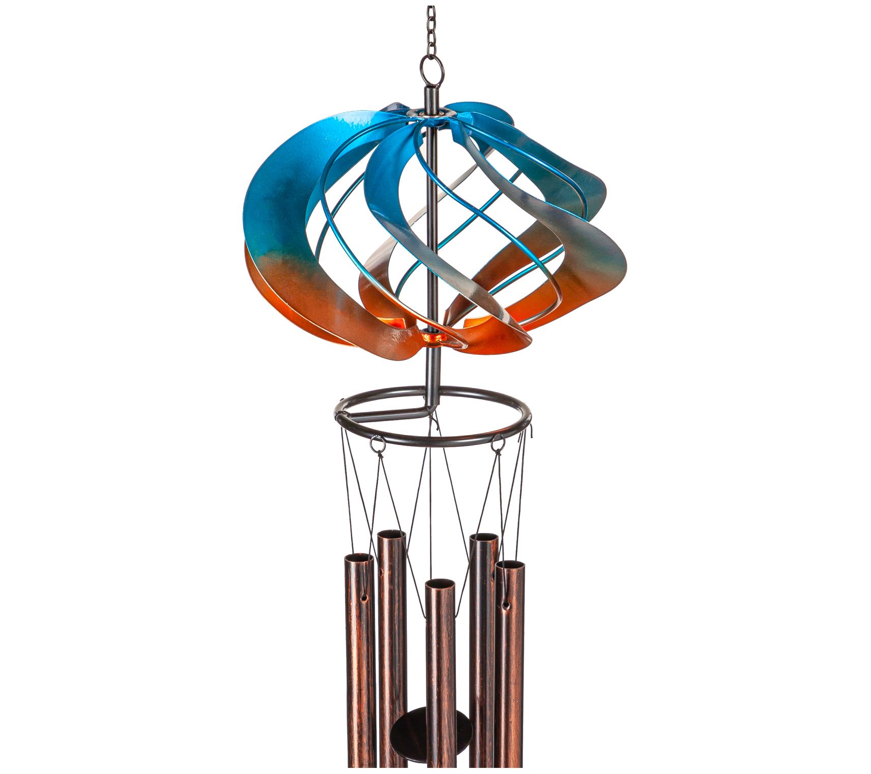 Evergreen Orange & Blue Wind Spinner Wind Chime