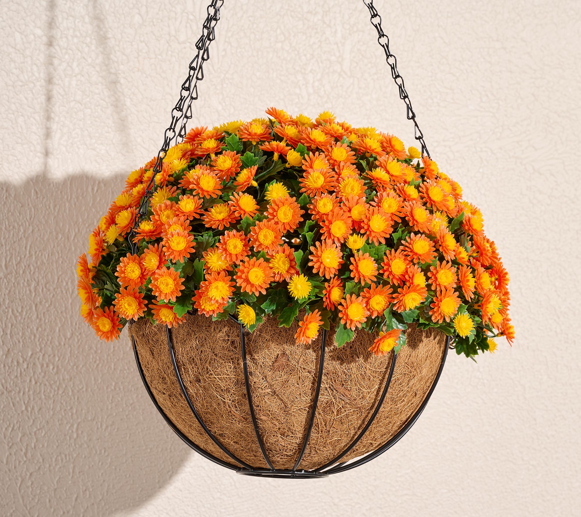 Wicker Park Harvest Faux Mum Hanging Basket