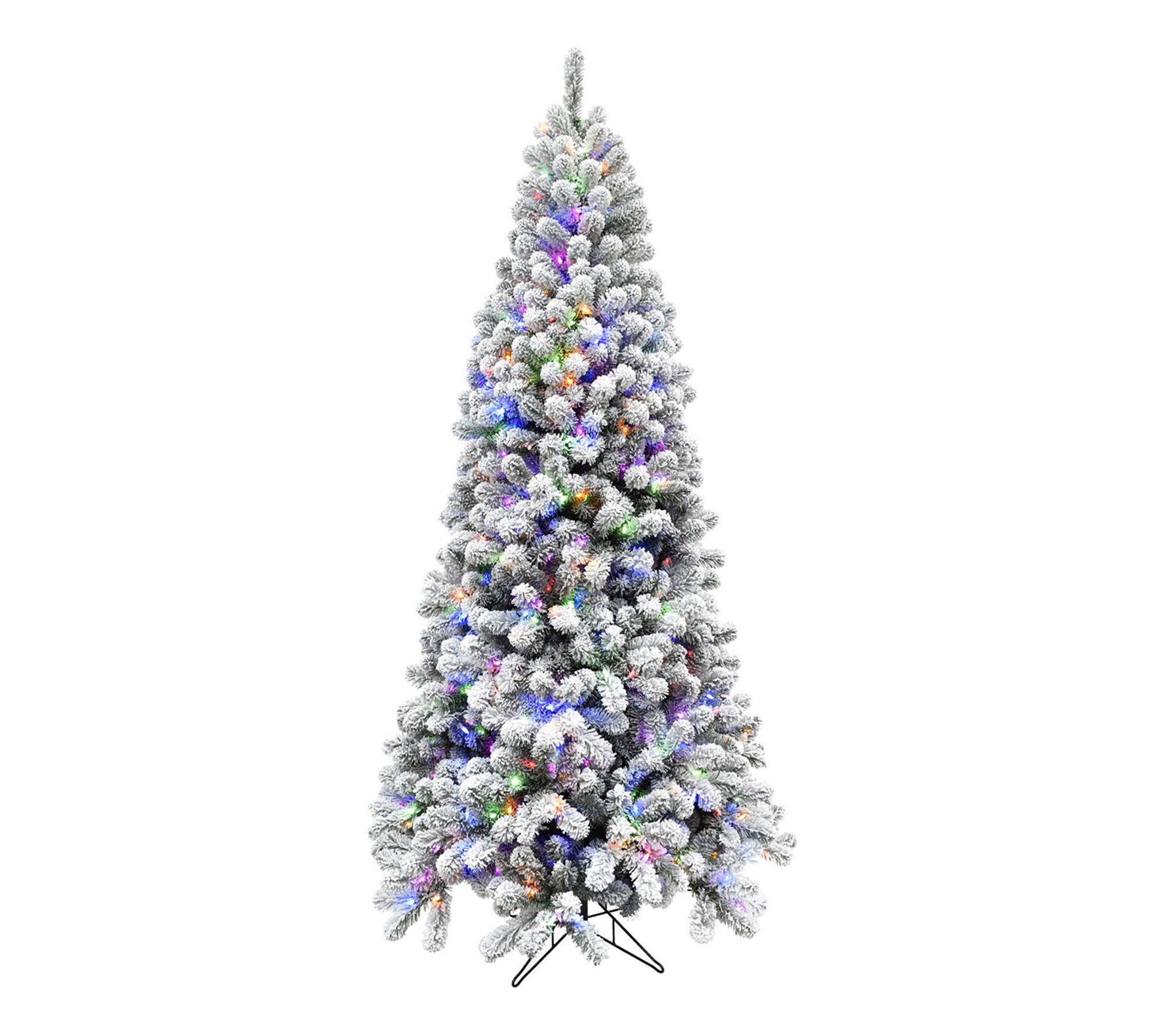 Fraser Hill Farm 10 Ft. Flocked Alaskan Pine Christmas Tree wi