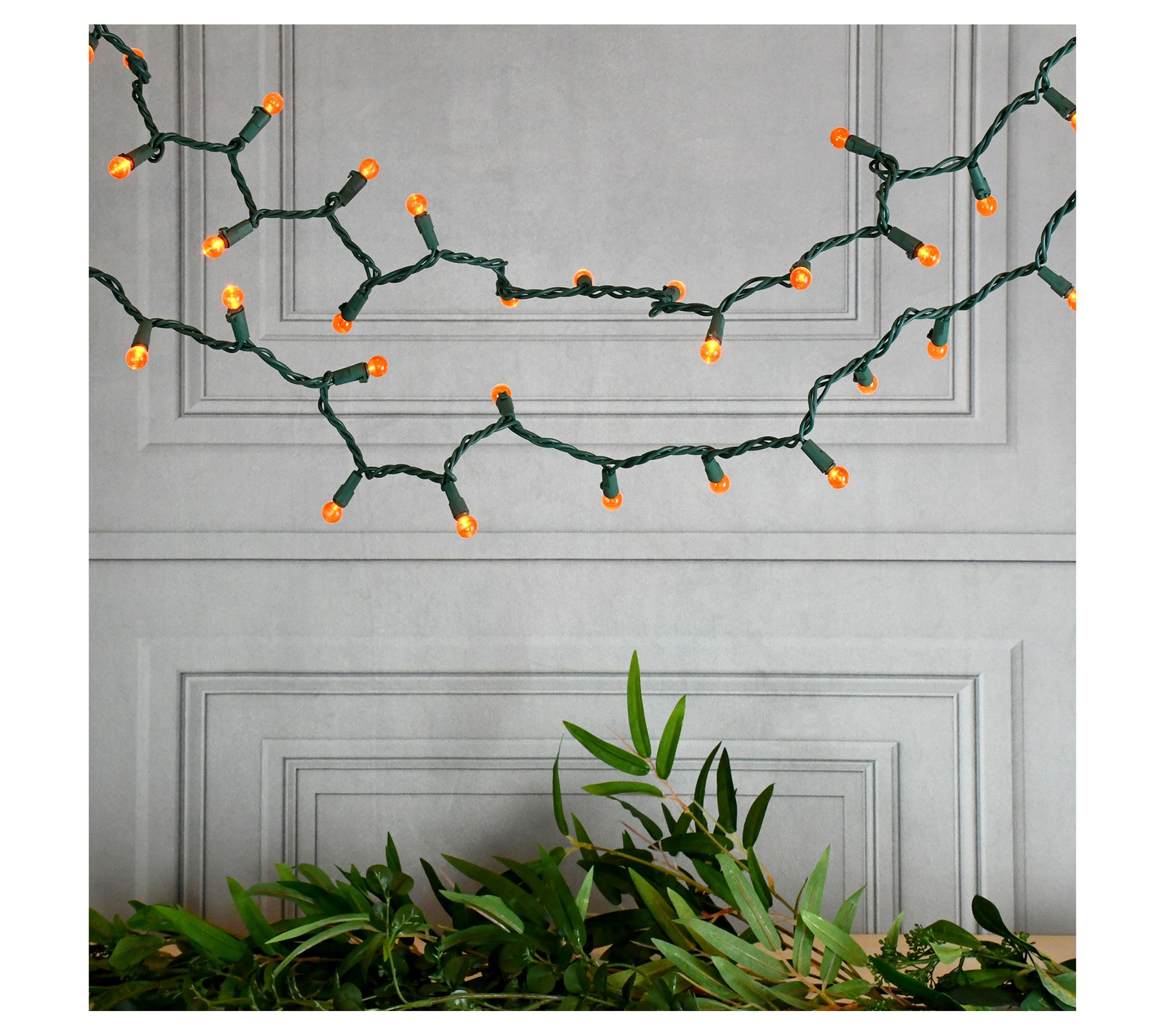LumaBase Electric String Lights with Orange Glo bes- 70 Lights