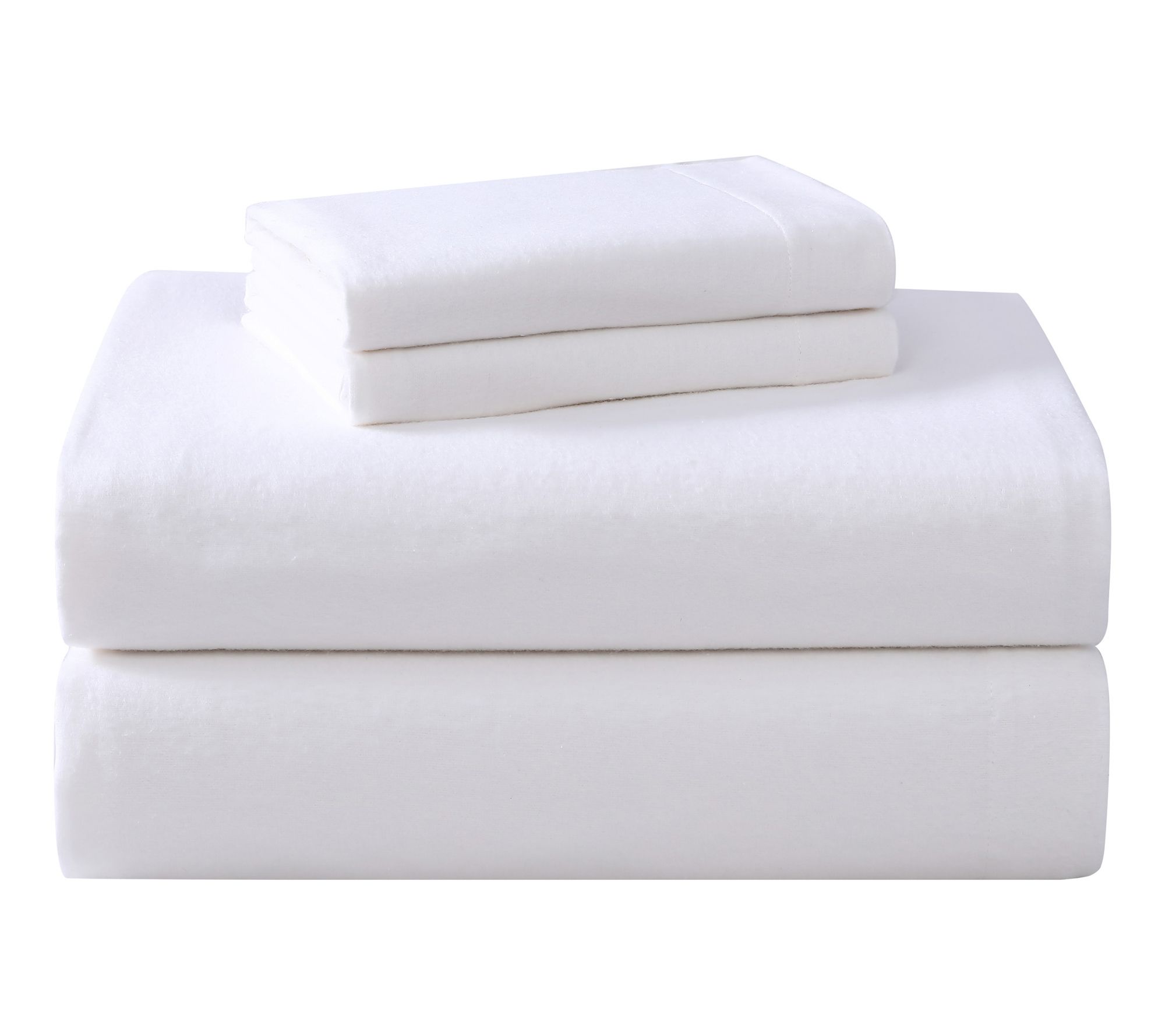 Laura Ashley Solid White Queen Flannel Sheet Set