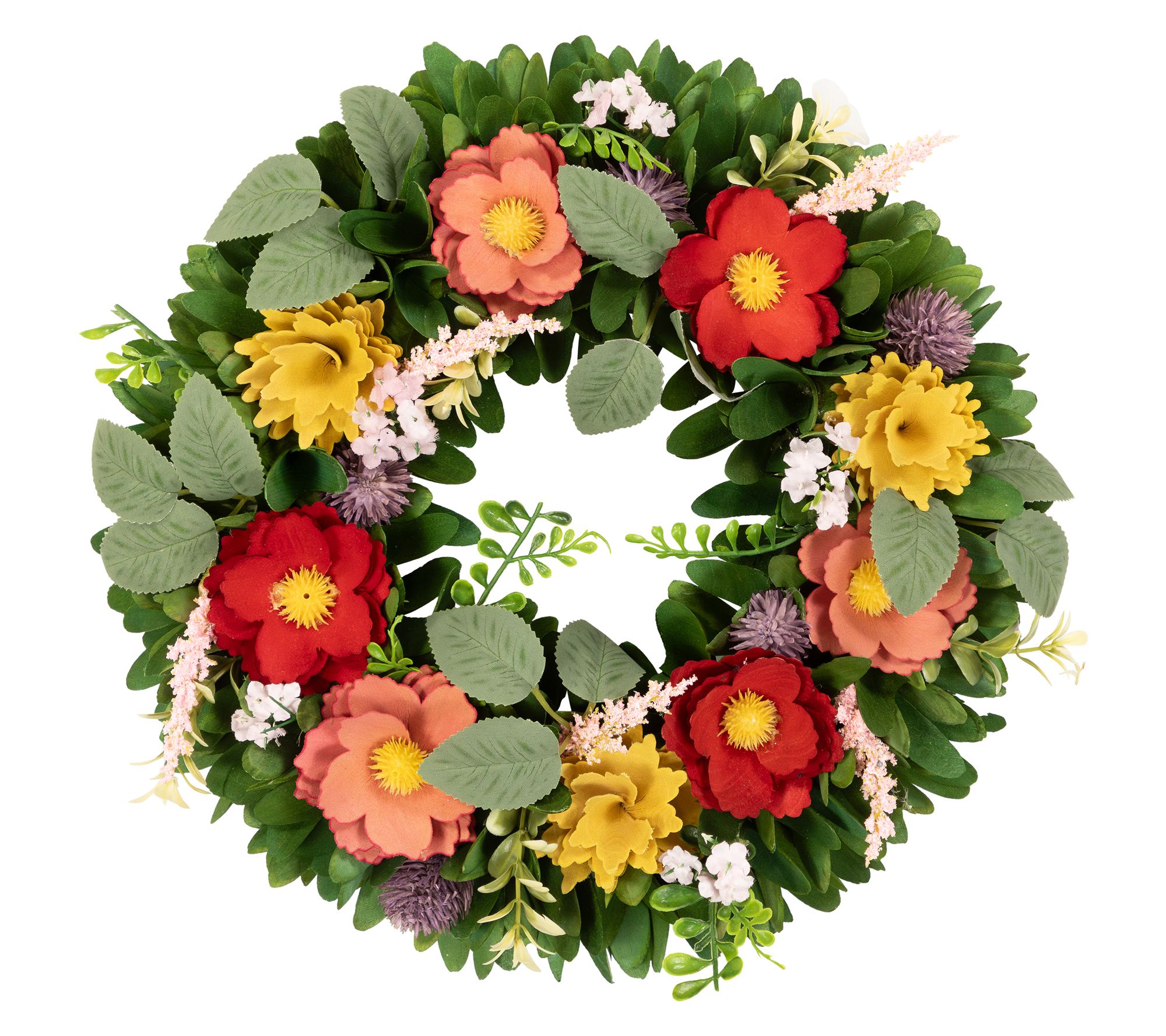 Northlight Wooden Mixed Floral and Foliage Spring Wreath