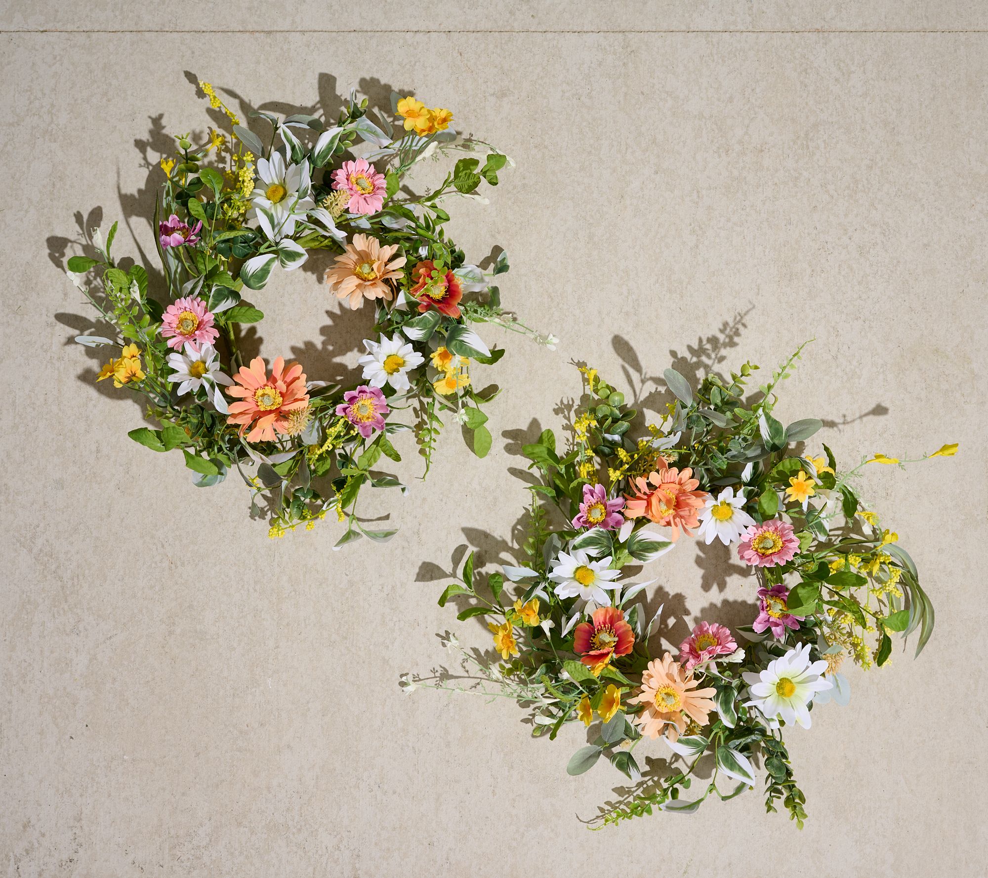 "As Is" Set of 2 Everything's Coming Up Daisy Mini Wreaths by Valerie