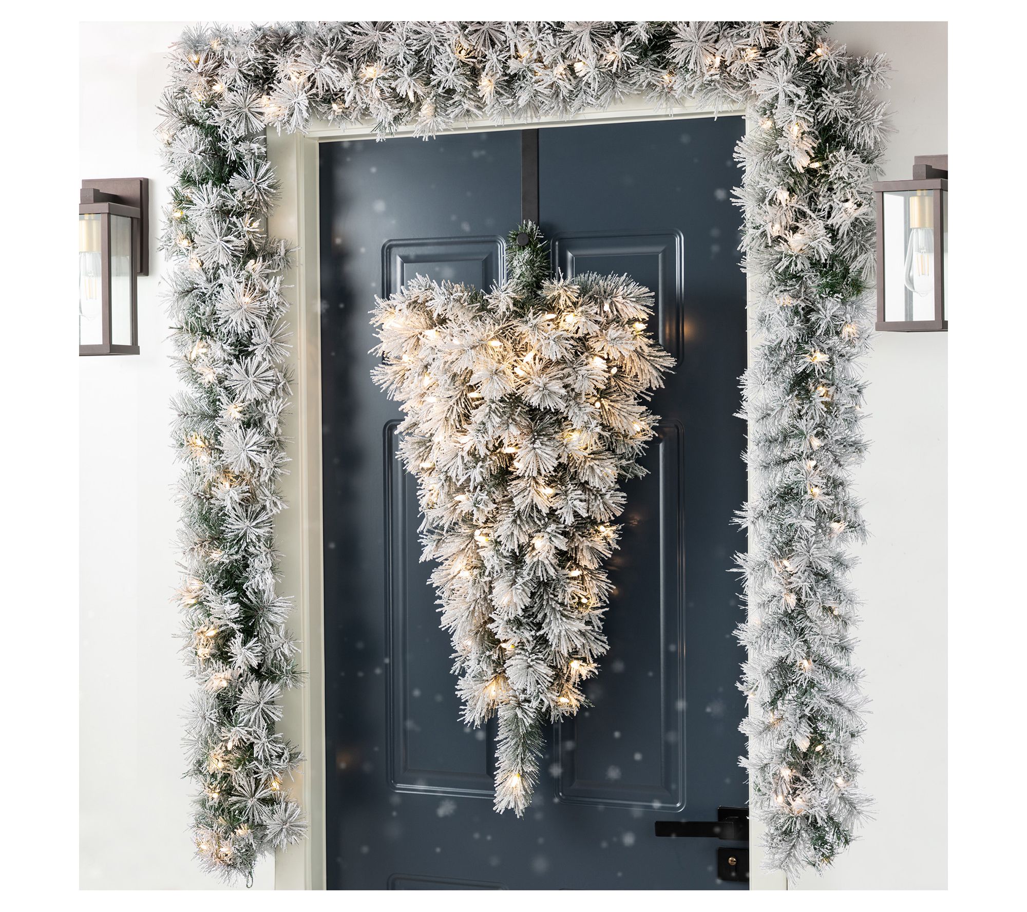 Glitzhome 3' LED Pre-Lit Snow Green Pine Christmas Teardrop