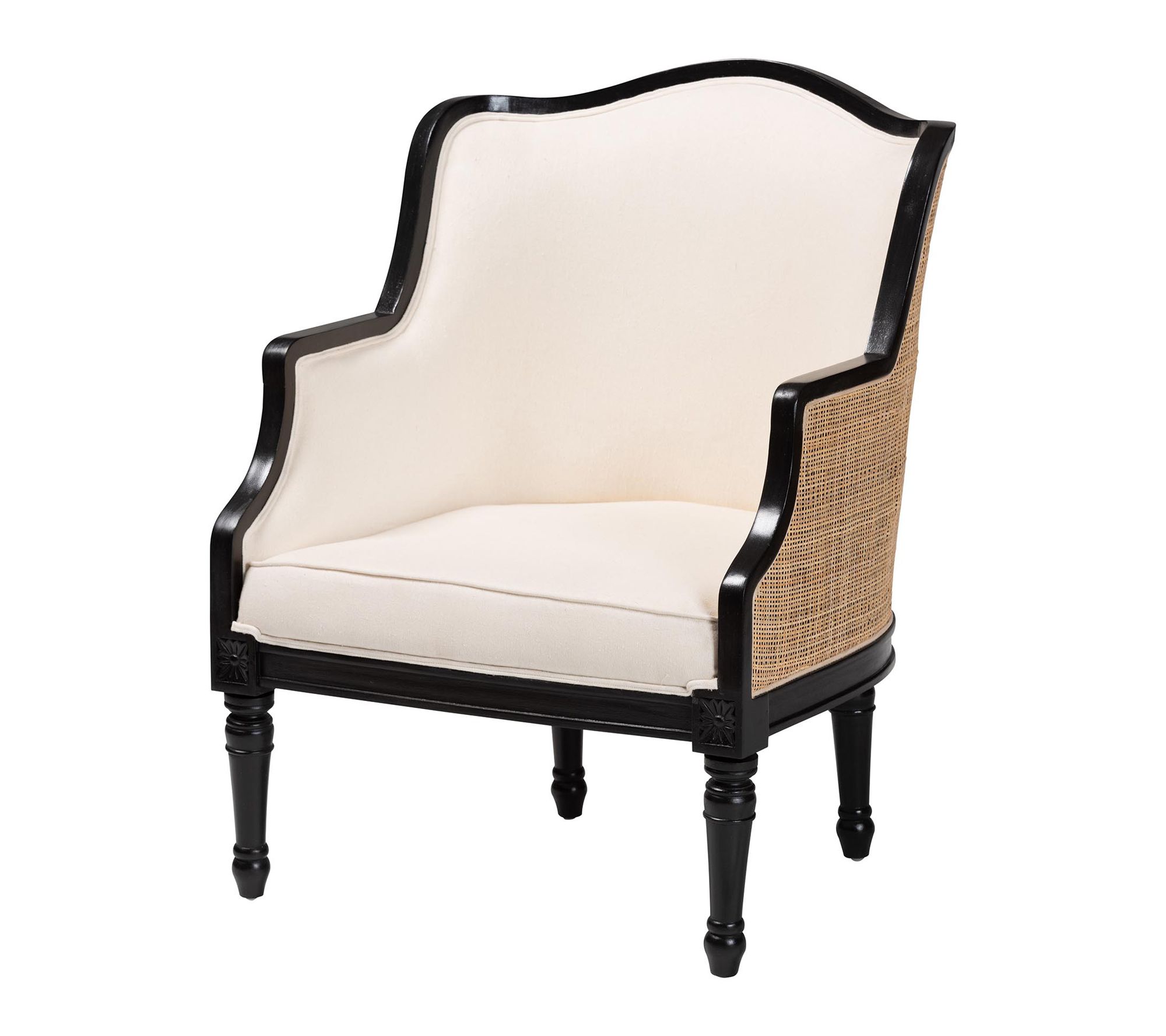 bali & pari Elizette Fabric Armchair with Natural Rattan