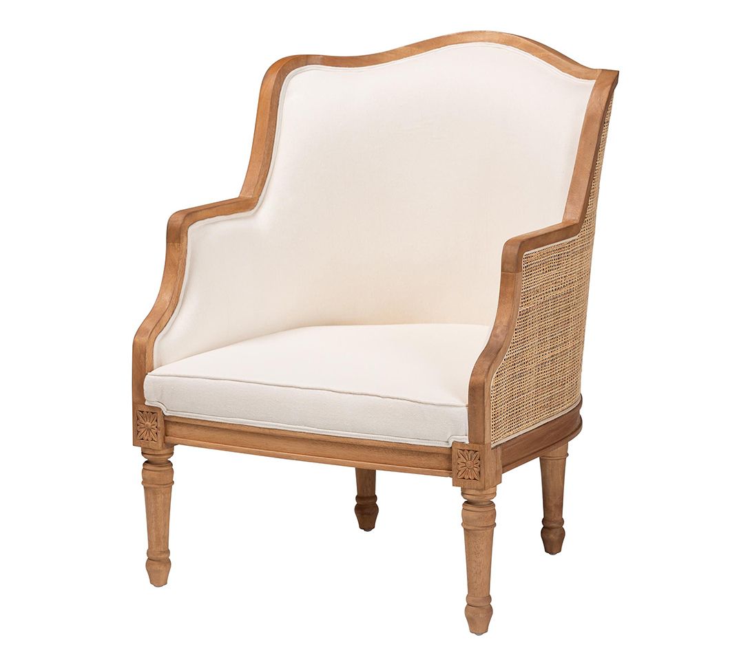 bali & pari Elizette Fabric Armchair with Natural Rattan