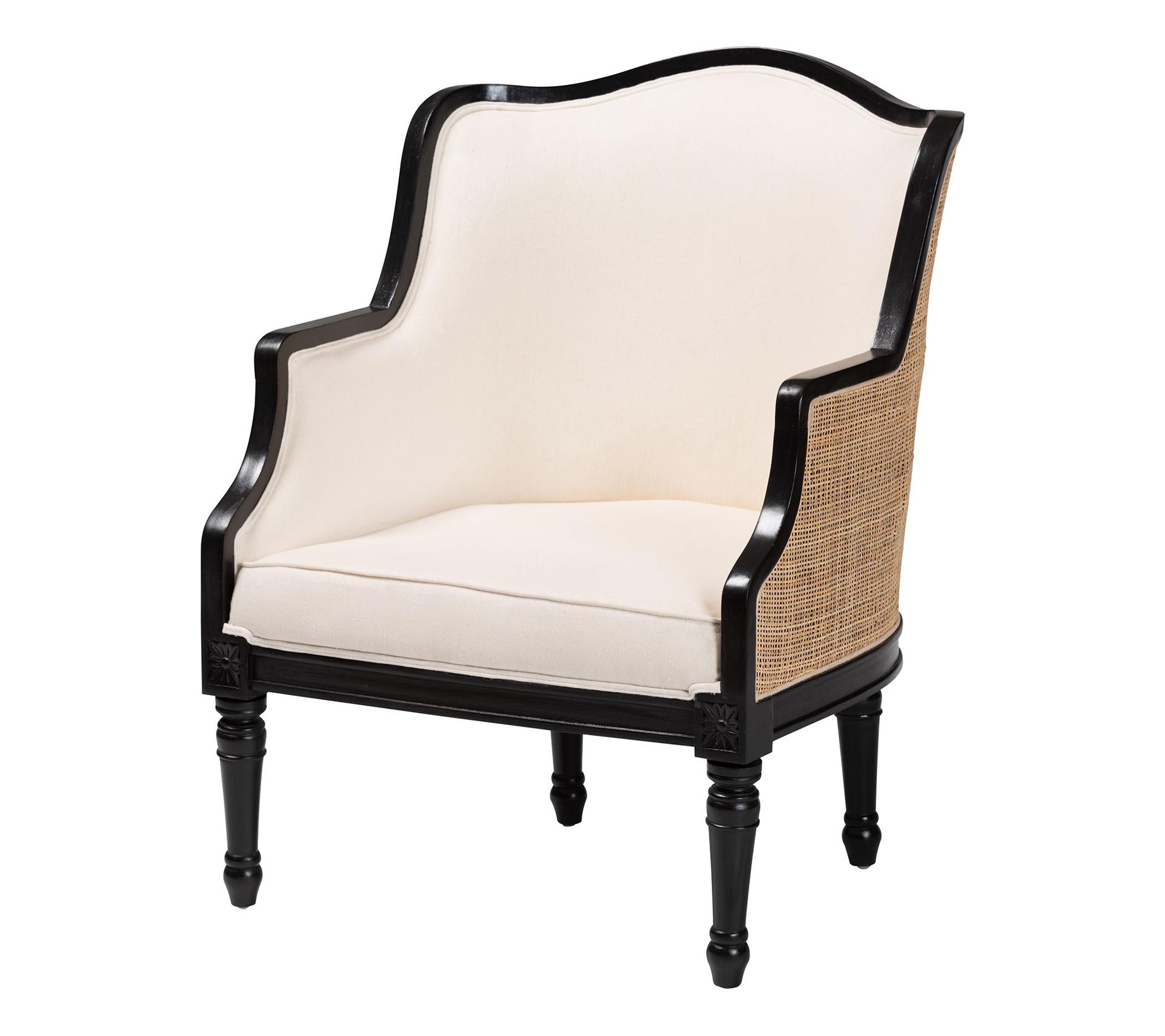 bali & pari Elizette Fabric Armchair with Natural Rattan