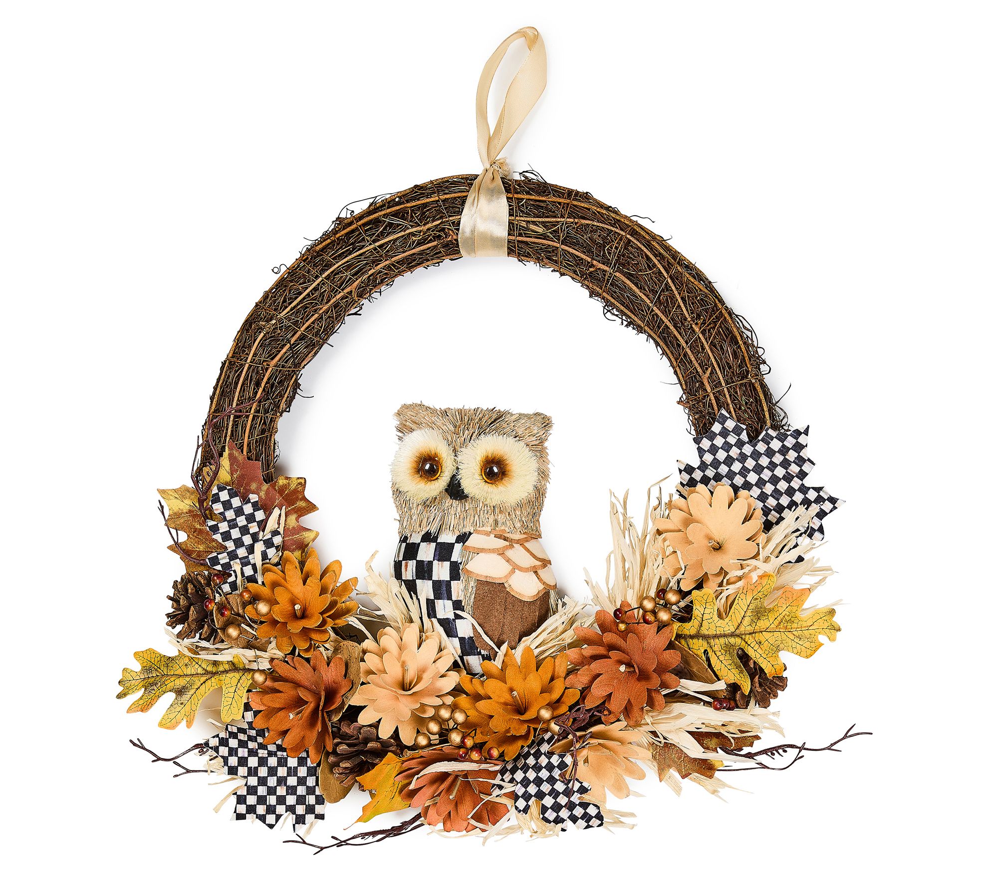"As Is" MacKenzie Childs 16" Floral Owl Wreath