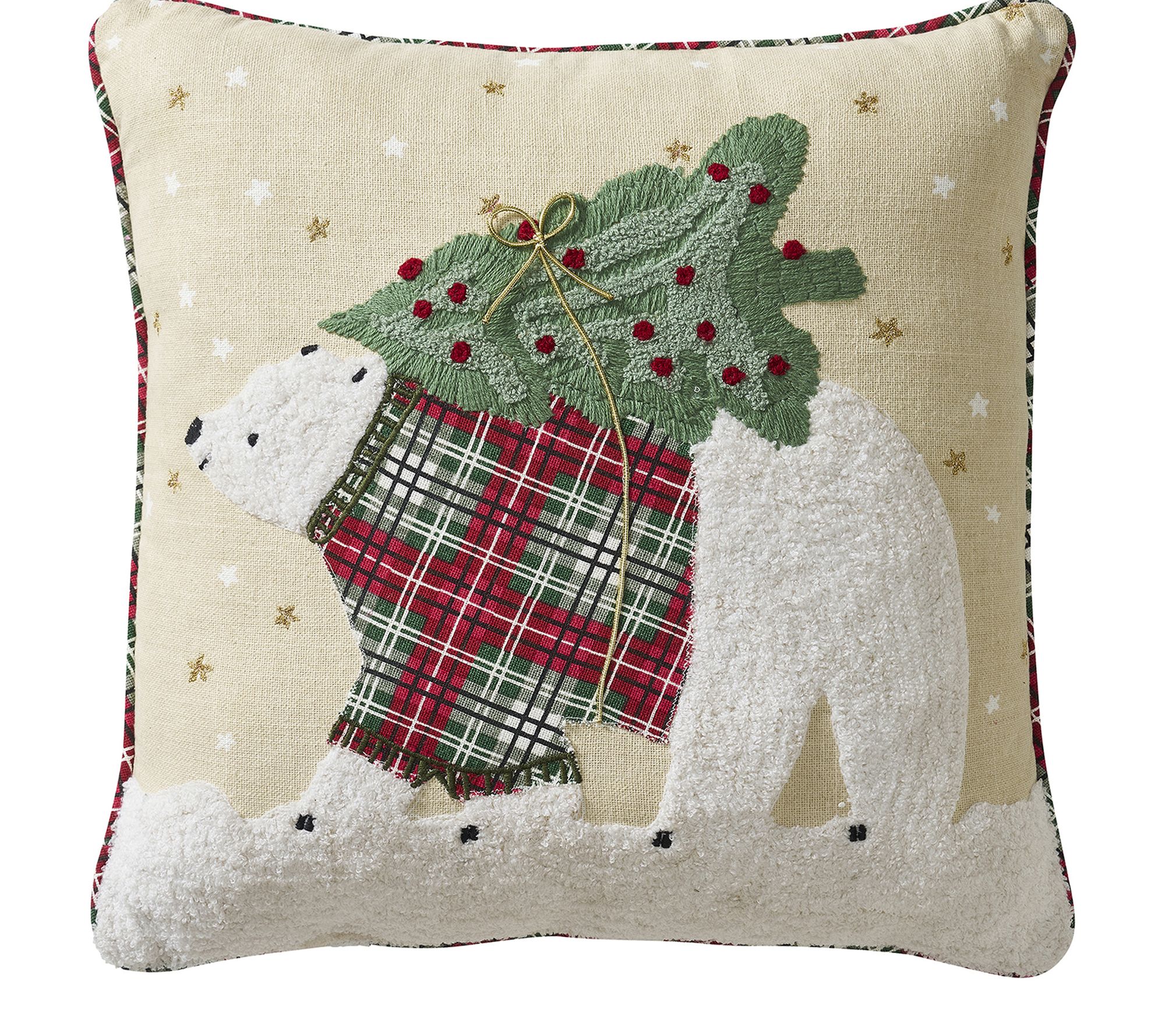 Hallmark 18" x 18" Beige Polar Bear Holiday DecPillow