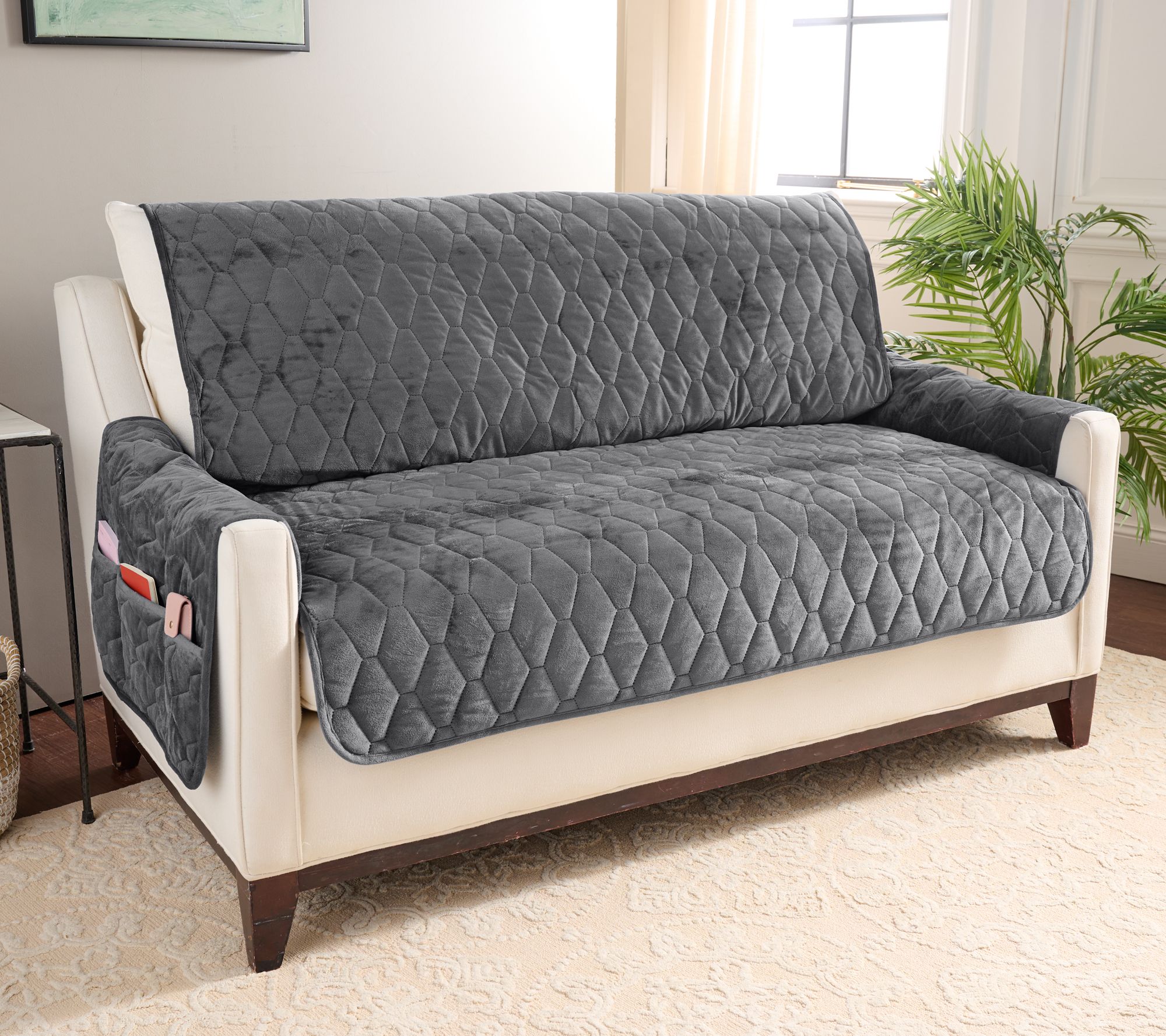 "As Is" Home Reflections Micromink Pin-Sonic Loveseat Cover