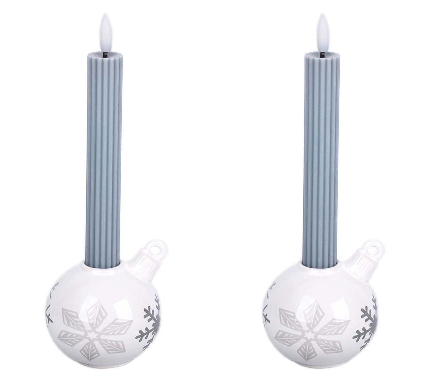 "As Is" Temp-tations S/2 Ornament Taper Holders w/ Flameless