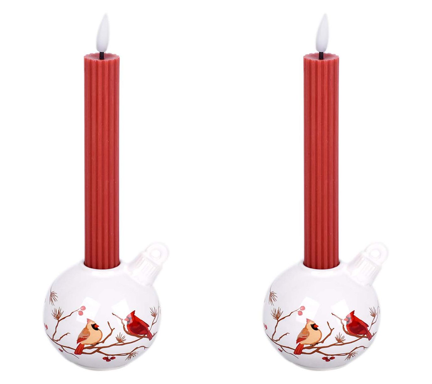 "As Is" Temp-tations S/2 Ornament Taper Holders w/ Flameless