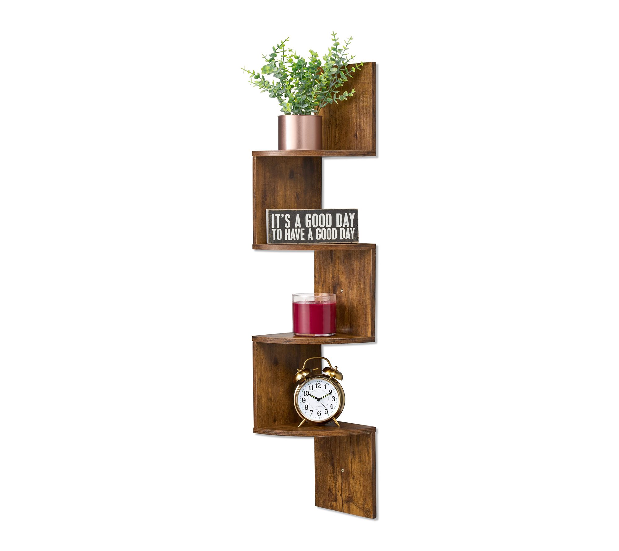 Sorbus 5-Tier Zig Zag Geometric Corner Wall Book Shelf Unit