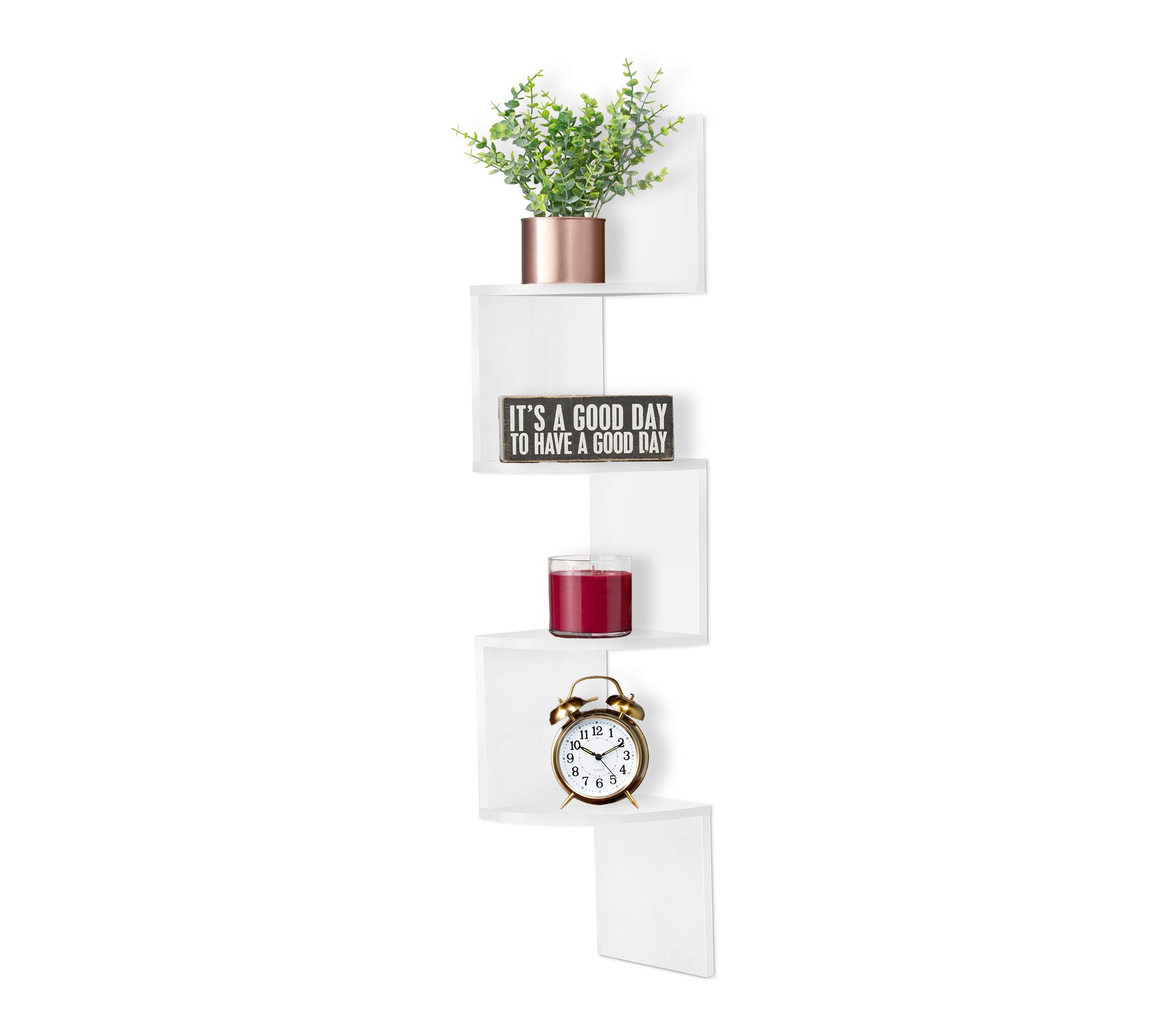 Sorbus 5-Tier Zig Zag Geometric Corner Wall Book Shelf Unit