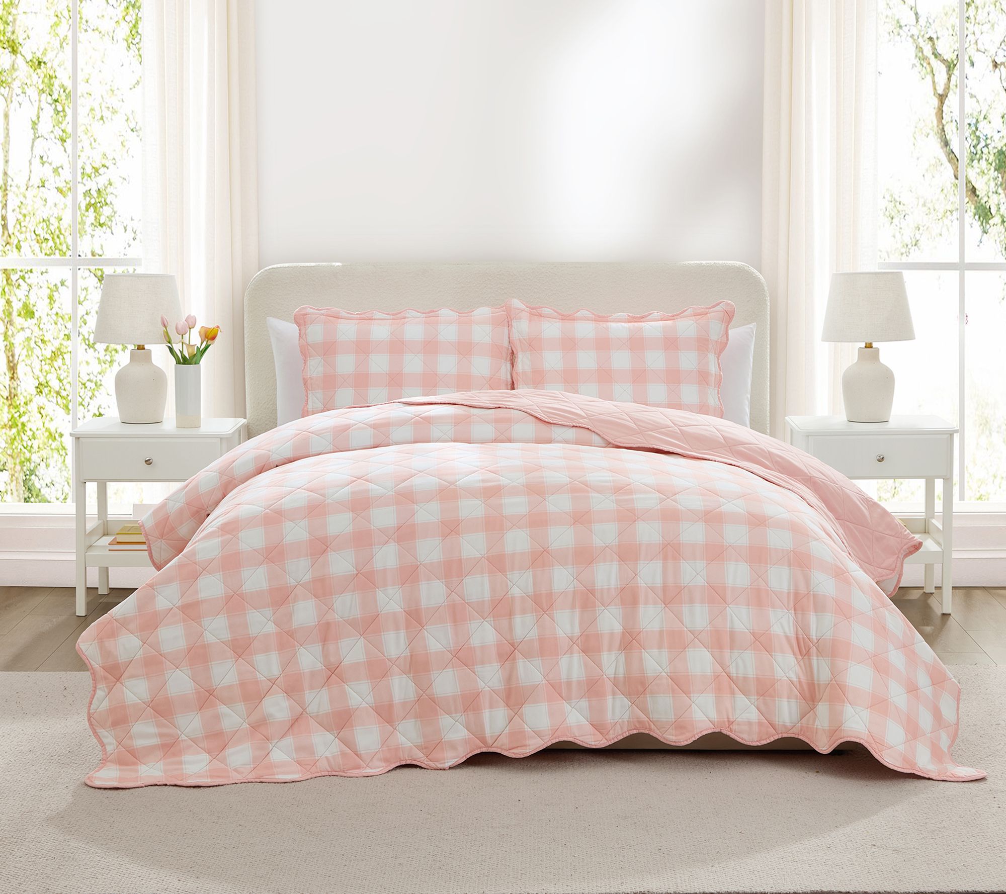 Hallmark Checkered Bliss 3-Piece Scalloped Quilt Set, King
