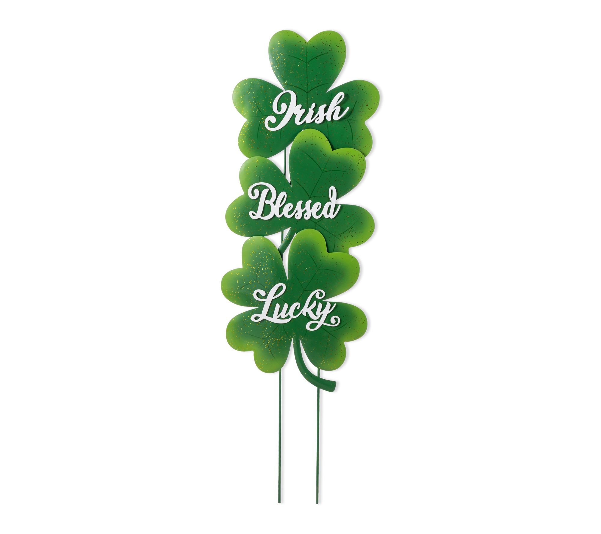 Glitzhome S/3 St. Patrick's Metal Shamrock Garden Stake
