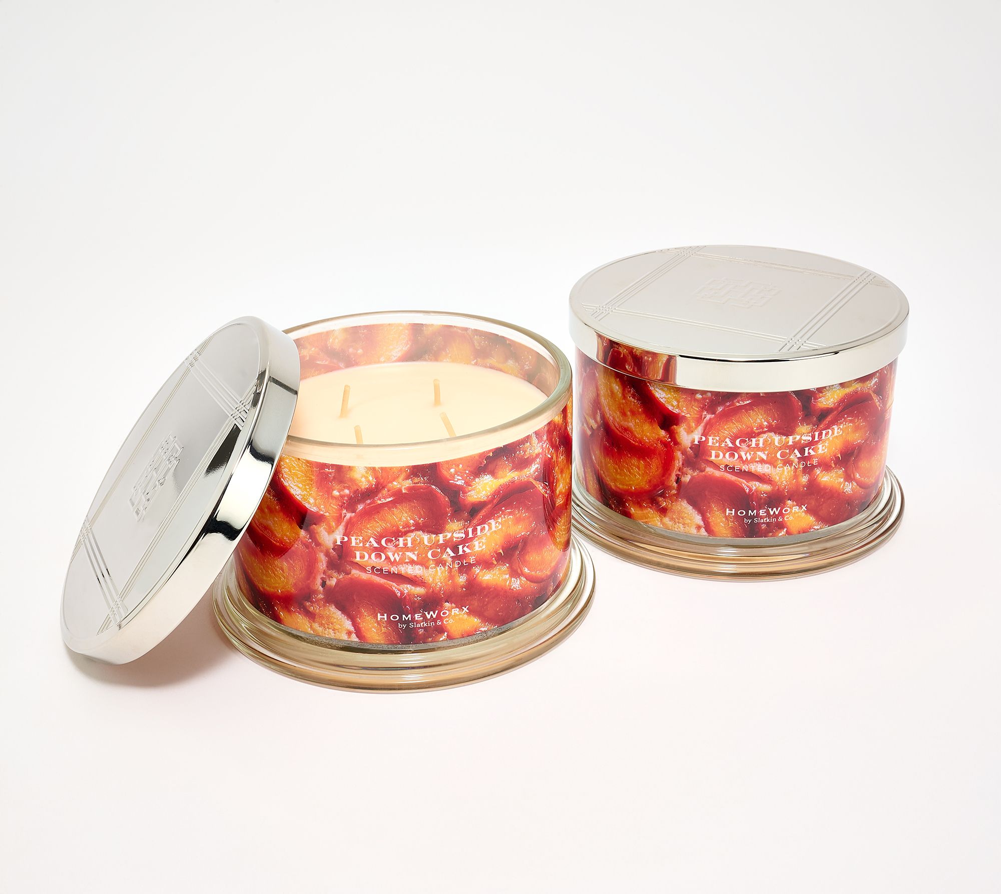 HomeWOrx by Slatkin + Co. S/2 18oz Peach Upside Down Cake Candles