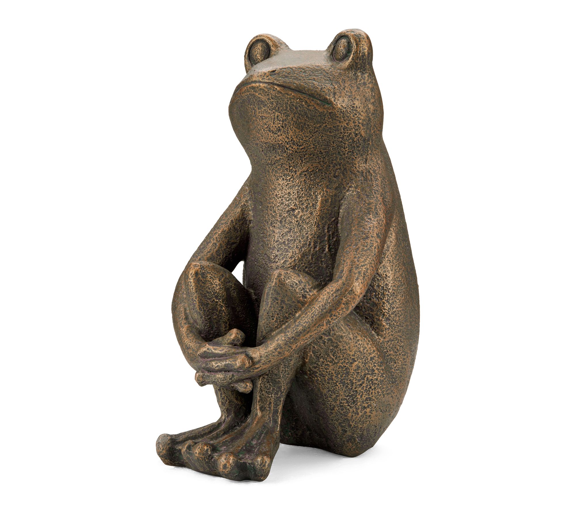 Glitzhome 12''H Resin Bronze Squatting Frog Statue