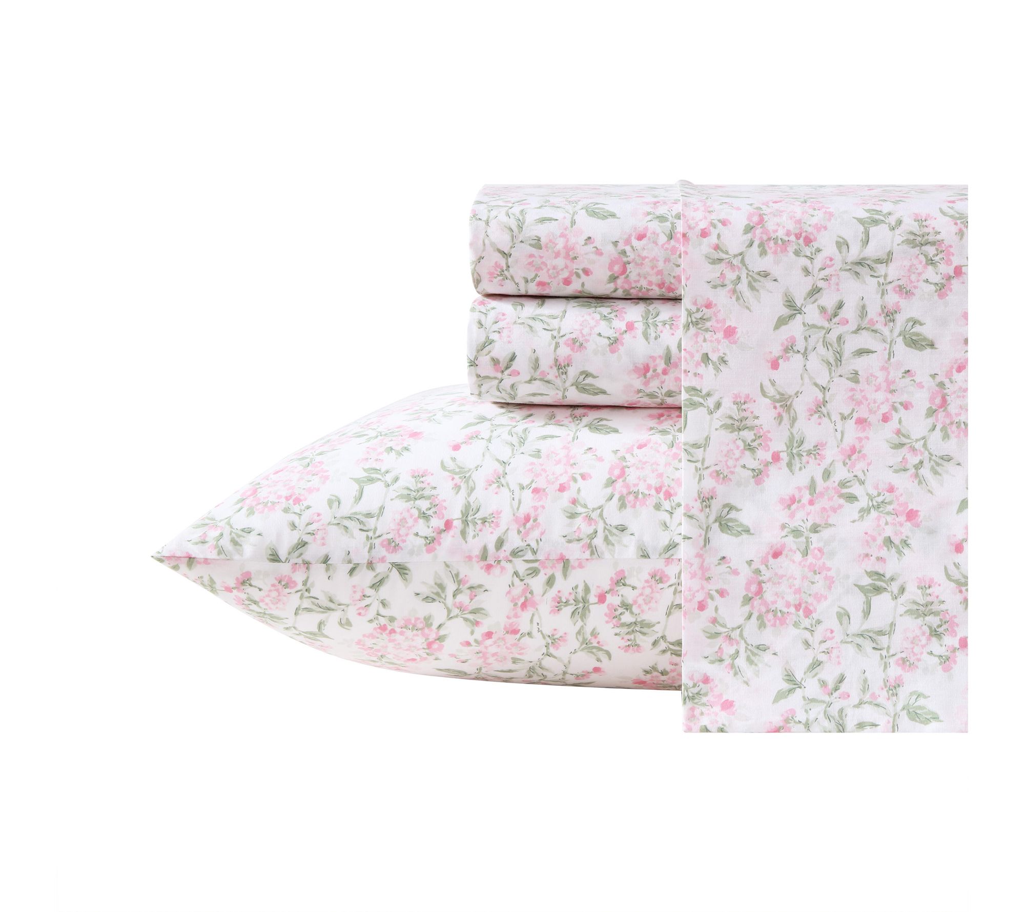 Laura Ashley Blossom Bliss Light Pink/Green TwinXL Sheet Set