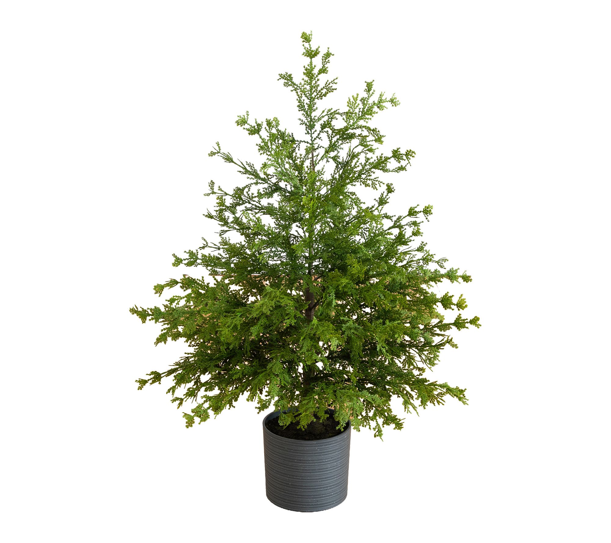 3-ft Real Touch Cedar Tree in Gray Planter by Nearly Natural