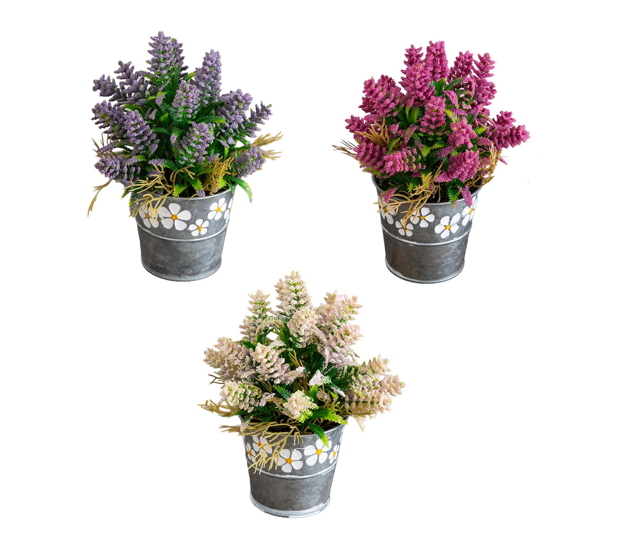 Lavender Arrangement in Pot - Set of 3 by Nearly Natural