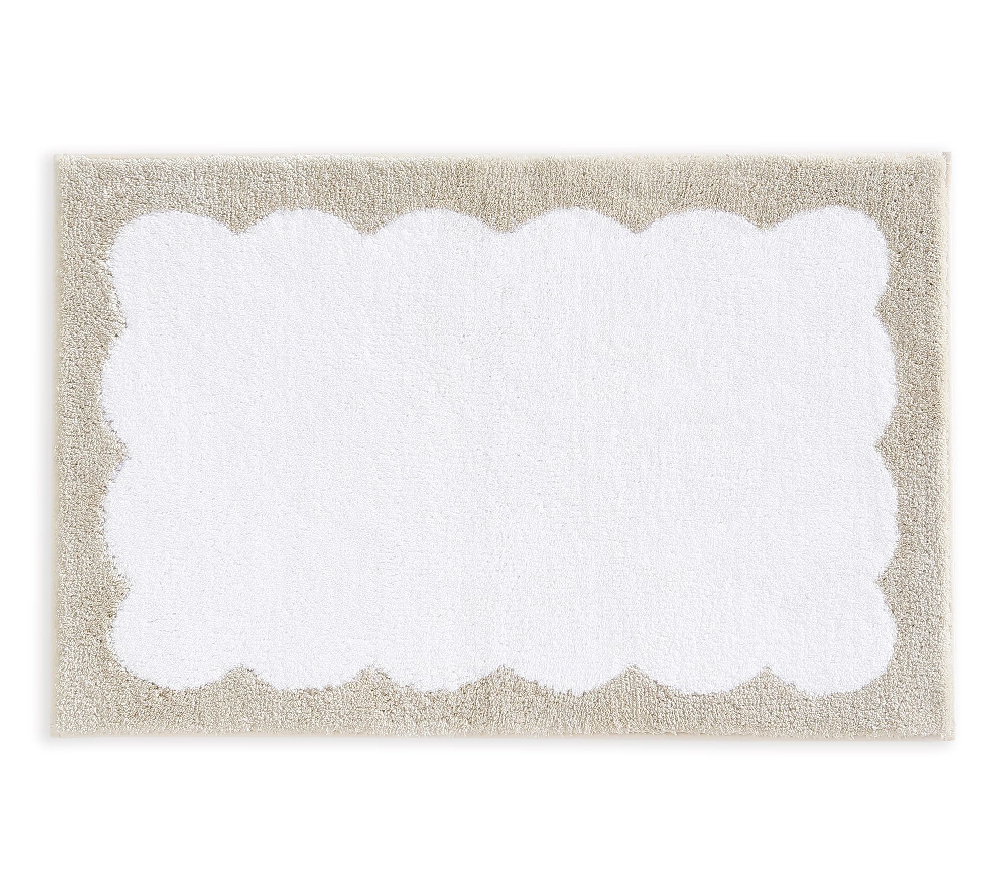 Martha Steweart Bedford Scallop White/Linen 34X21 Bath Rug