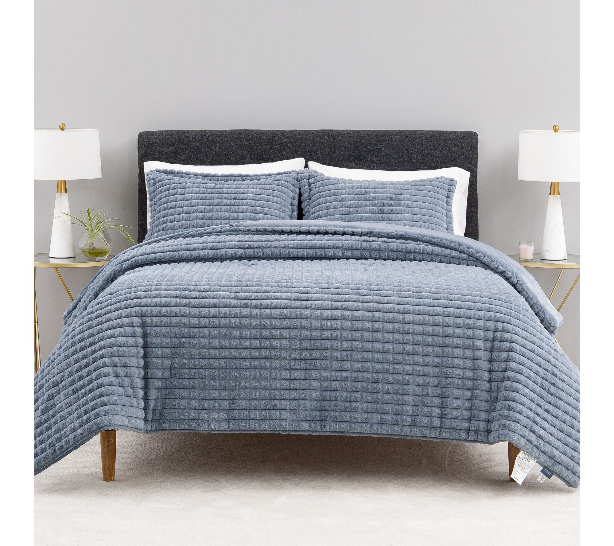 Berkshire Studded Grace Fur Reversible Coverlet Set- King