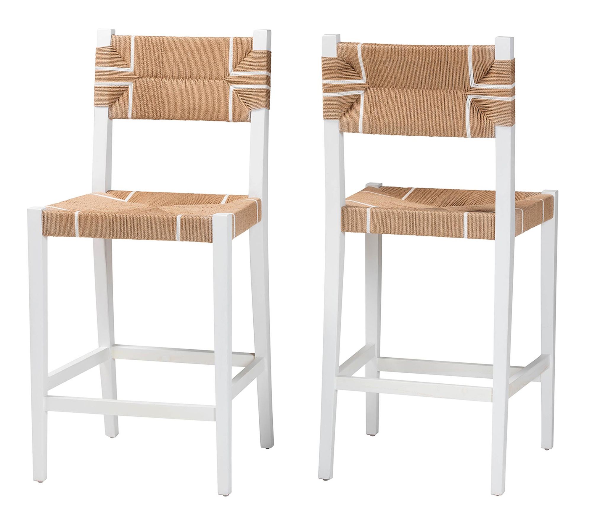 bali & pari Talli Paper Loom and Wood Bar Stool Set of 2