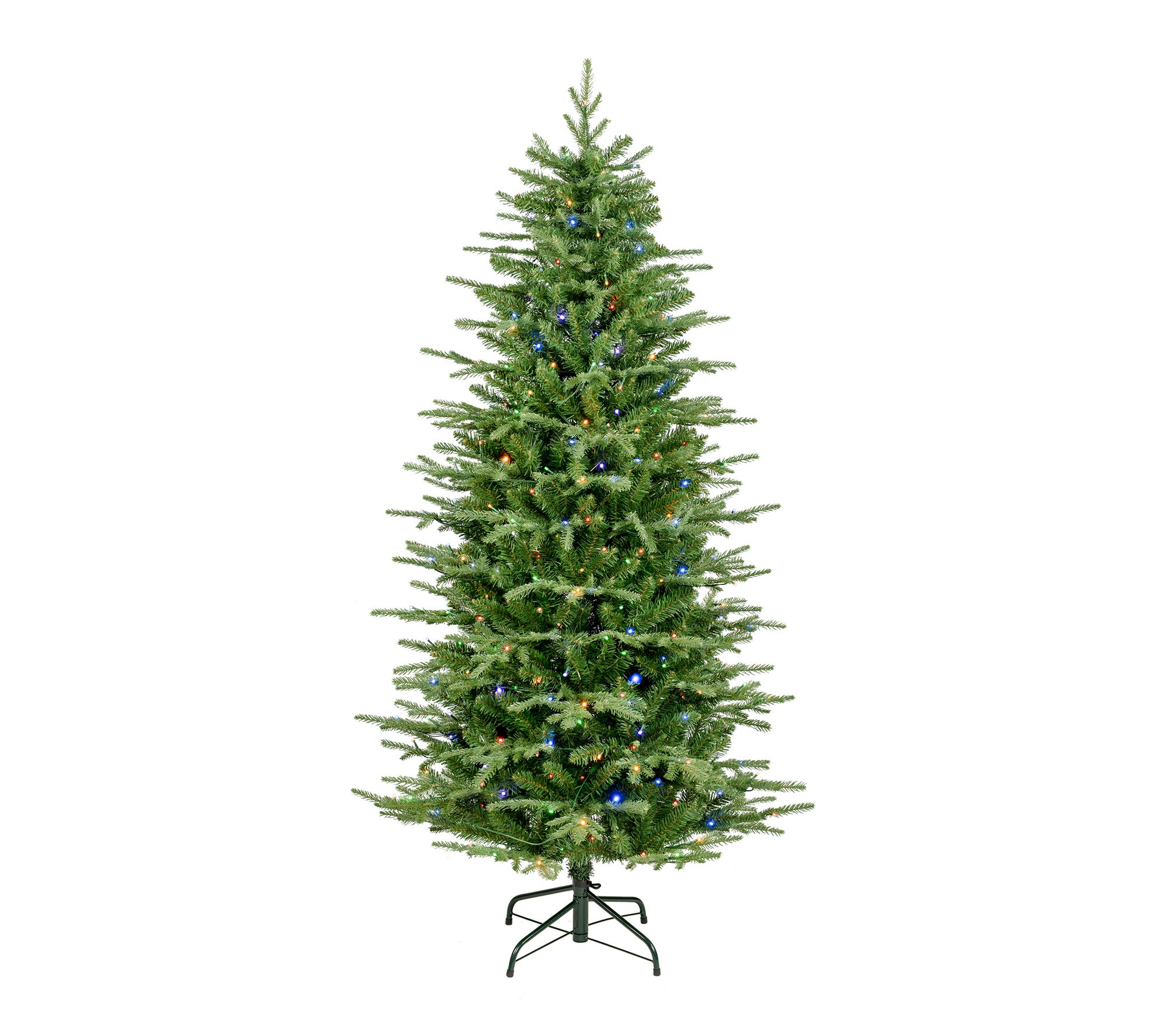 Glitzhome 6ft Pre-Lit Green Slim Fir Artificial Christmas Tree
