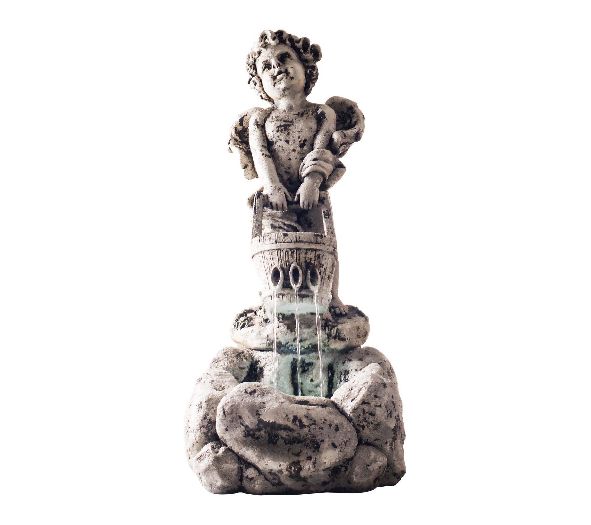 Pure Garden Lighted Cherub Angel LED Outdoor Water Fountain