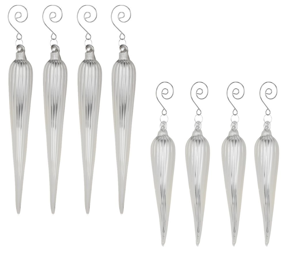 8 Piece Glass Icicle Ornaments Page 1 Qvc Com
