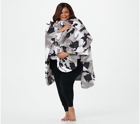 Berkshire Blanket Double Sided Printed Sherpa Cape Wrap