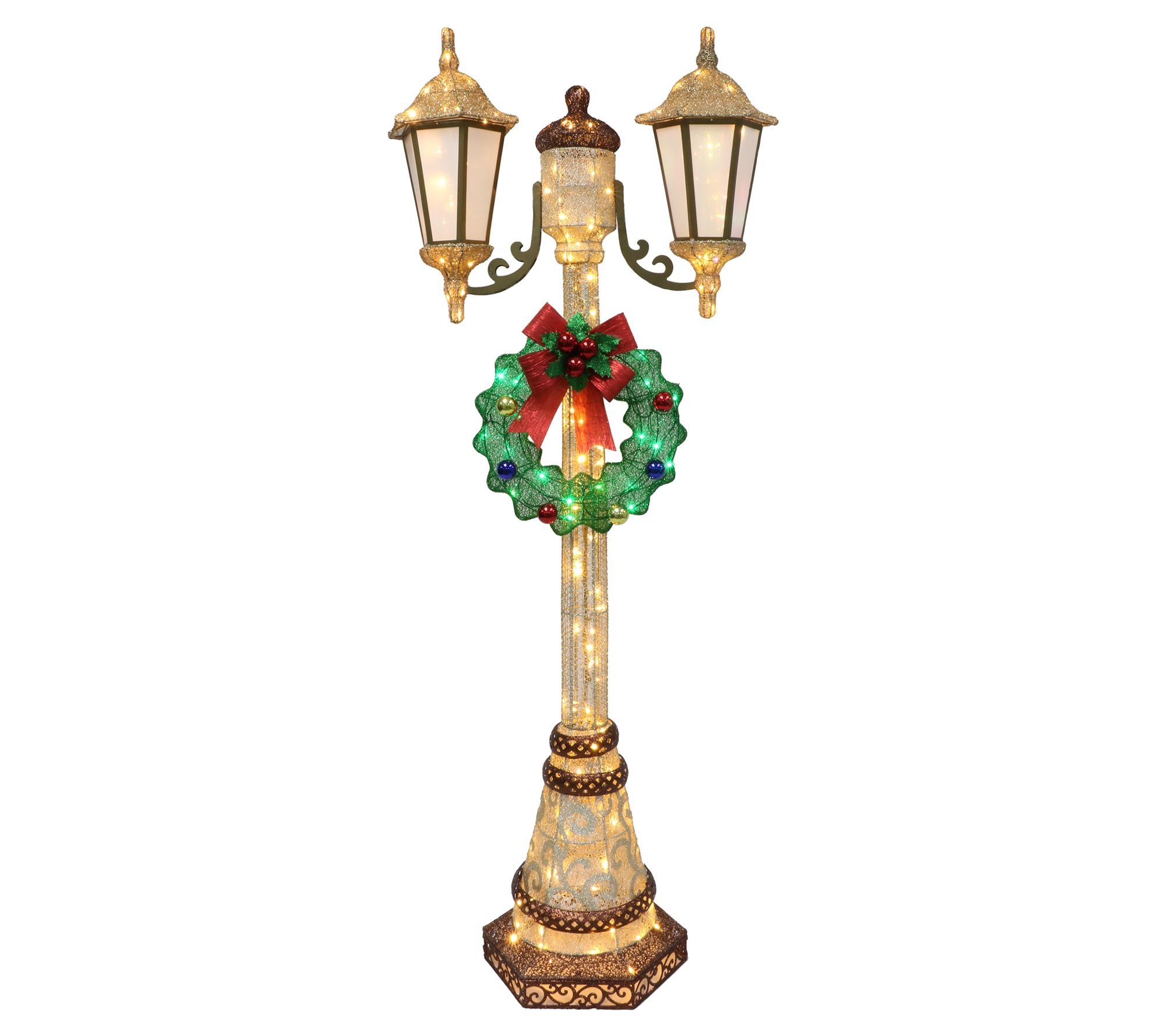 Puleo 72" Lighted Lamp Post w/35 Twinkling Lights, Gold/Green