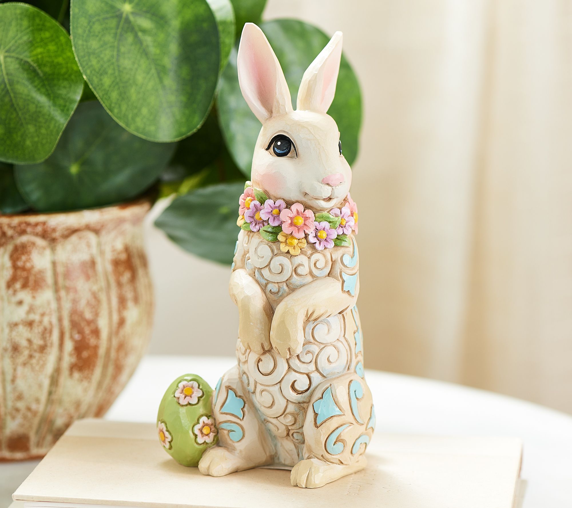 Jim Shore Heartwood Creek Bunny Wearing Floral Wreath 