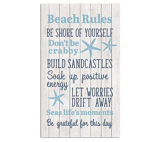 Young's Whitewashed Wood Beach Rules Wall Plaque