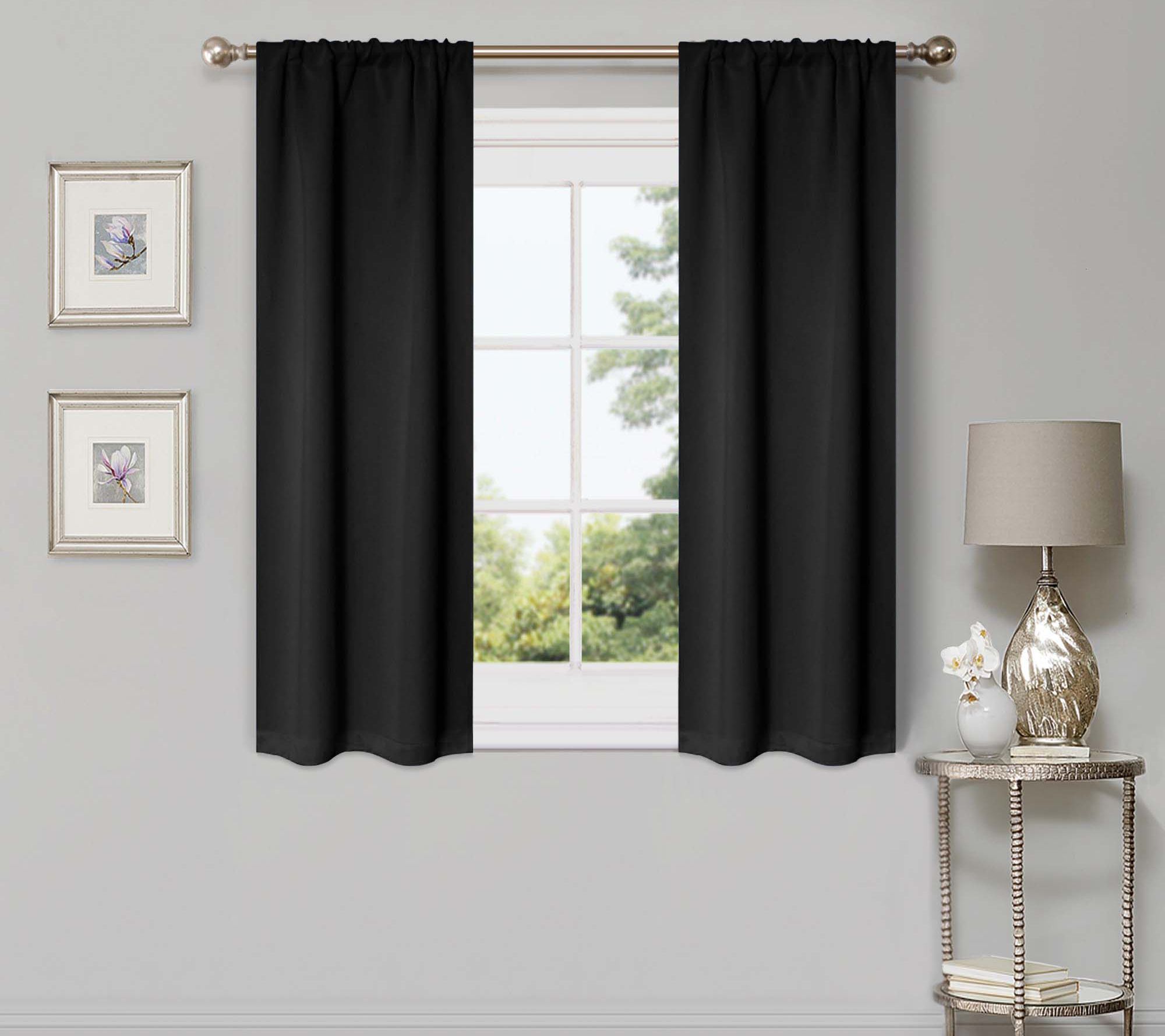 Superior Modern Solid Blackout 2-Piece Curtain Set, 26X63
