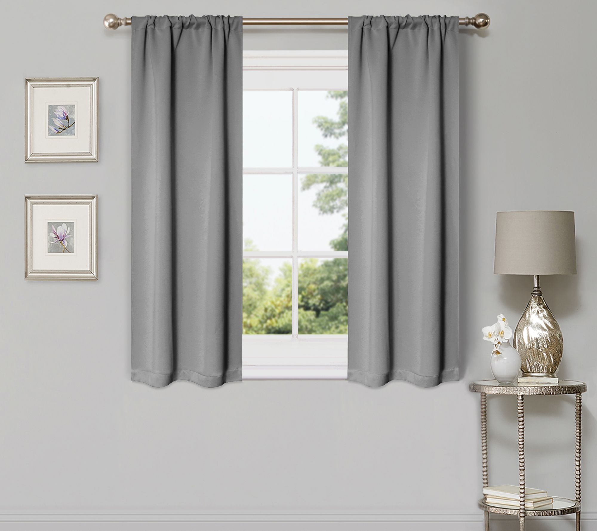 Superior Modern Solid Blackout 2-Piece Curtainet, 26X63